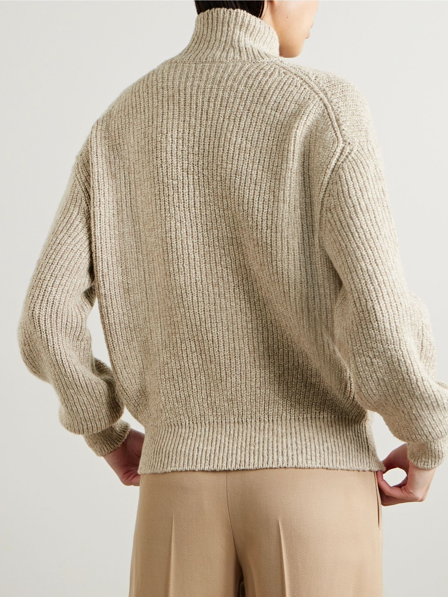 Ribbed cashmere turtleneck sweater Light gray - 4