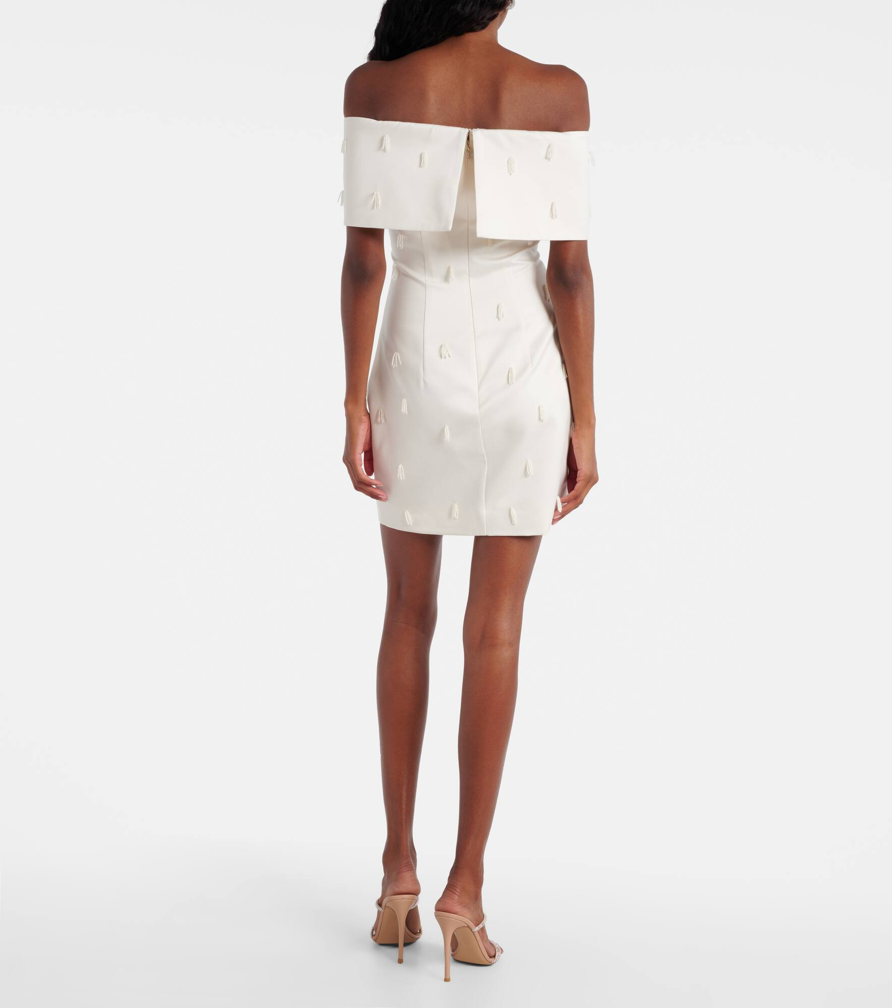 Beaded off-shoulder satin minidress - 3