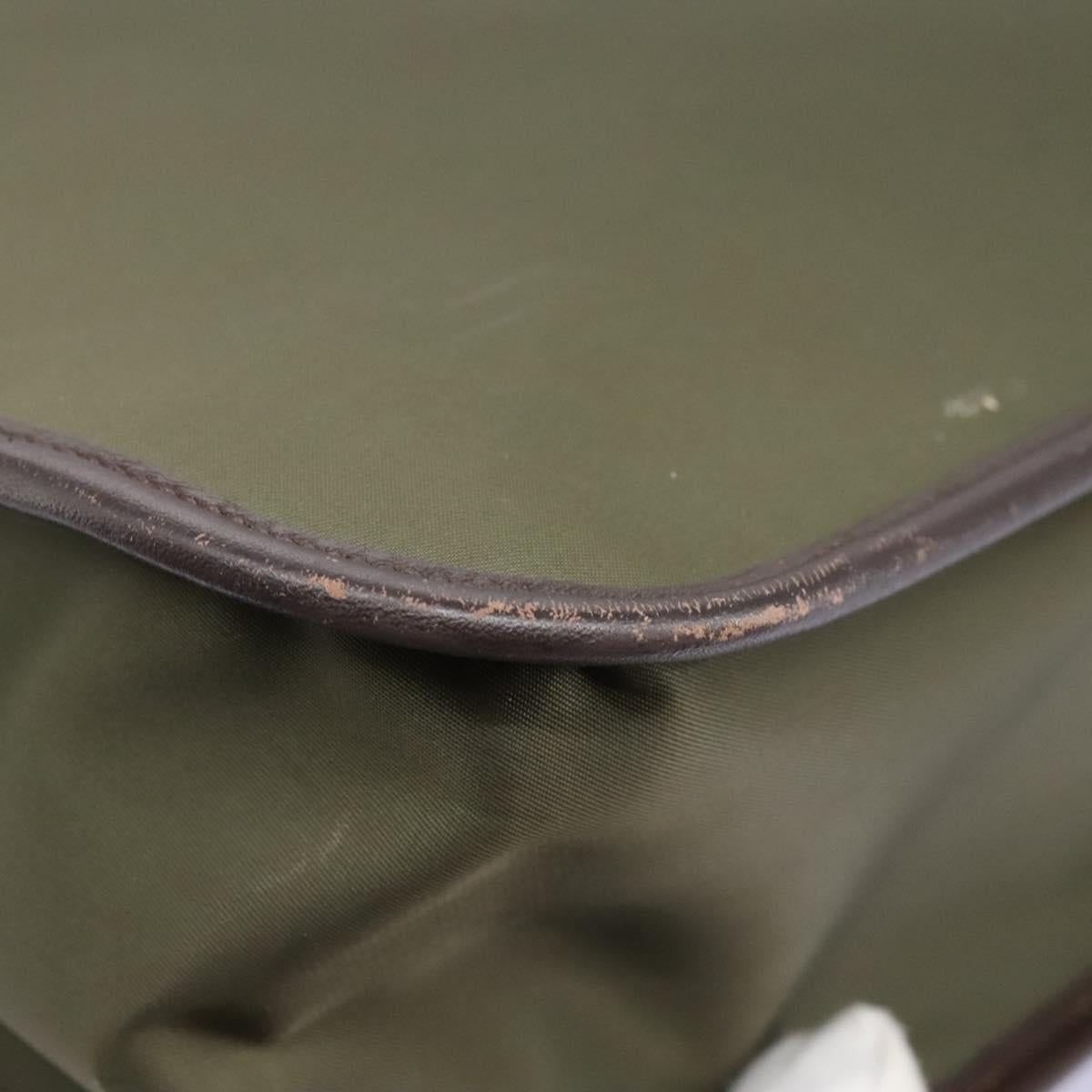 Burberry Hand Bag Nylon Leather Khaki Brown Silver - 12