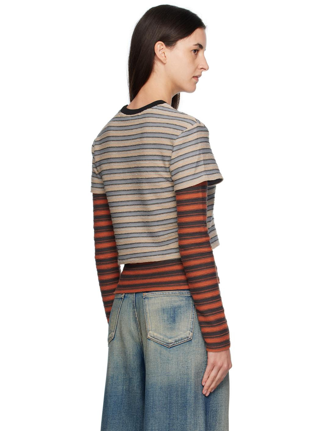 Beige & Orange Stripe LS T-shirt - 3