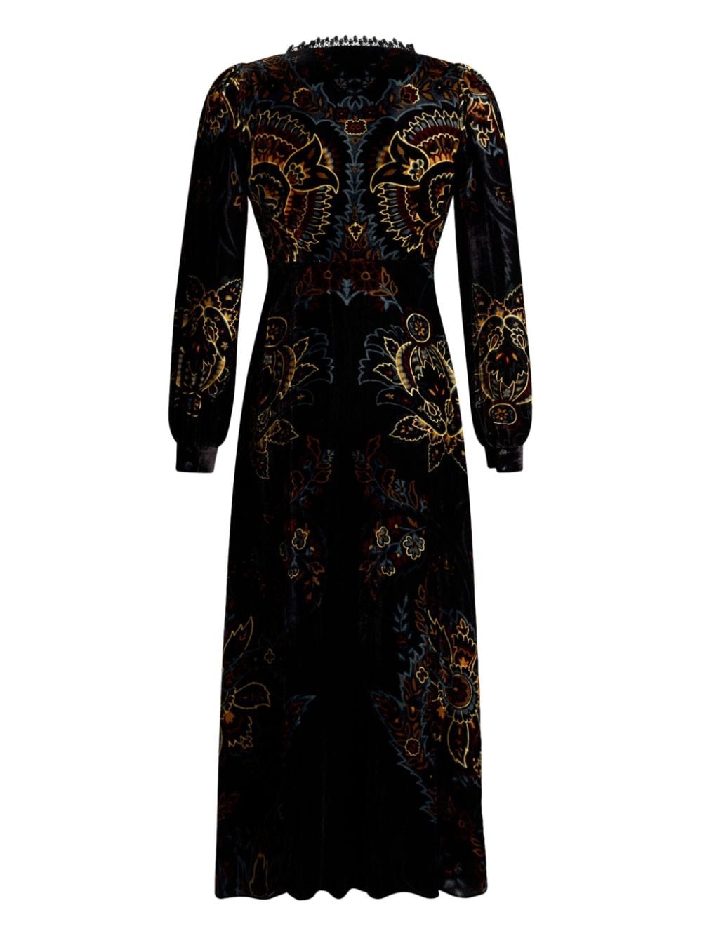 floral print velvet dress - 6
