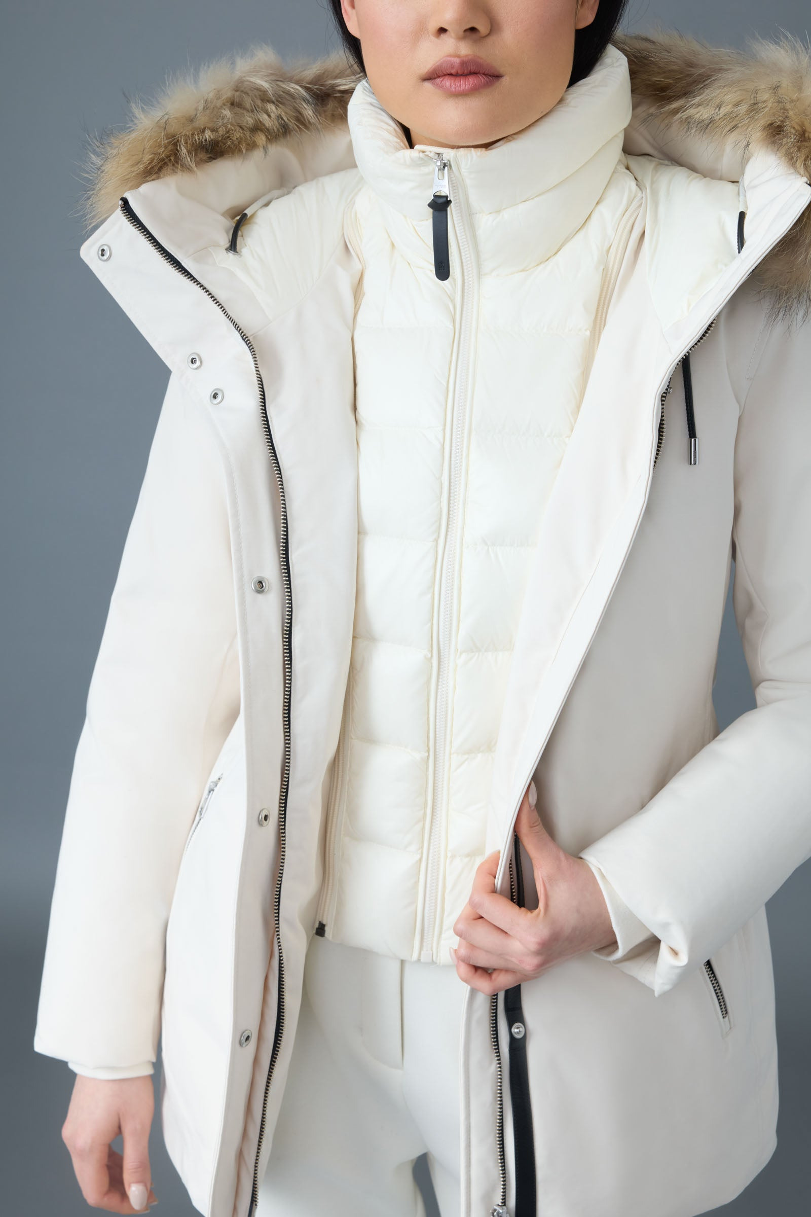 JENI 2-in-1 down parka with removable bib and natural fur - 5