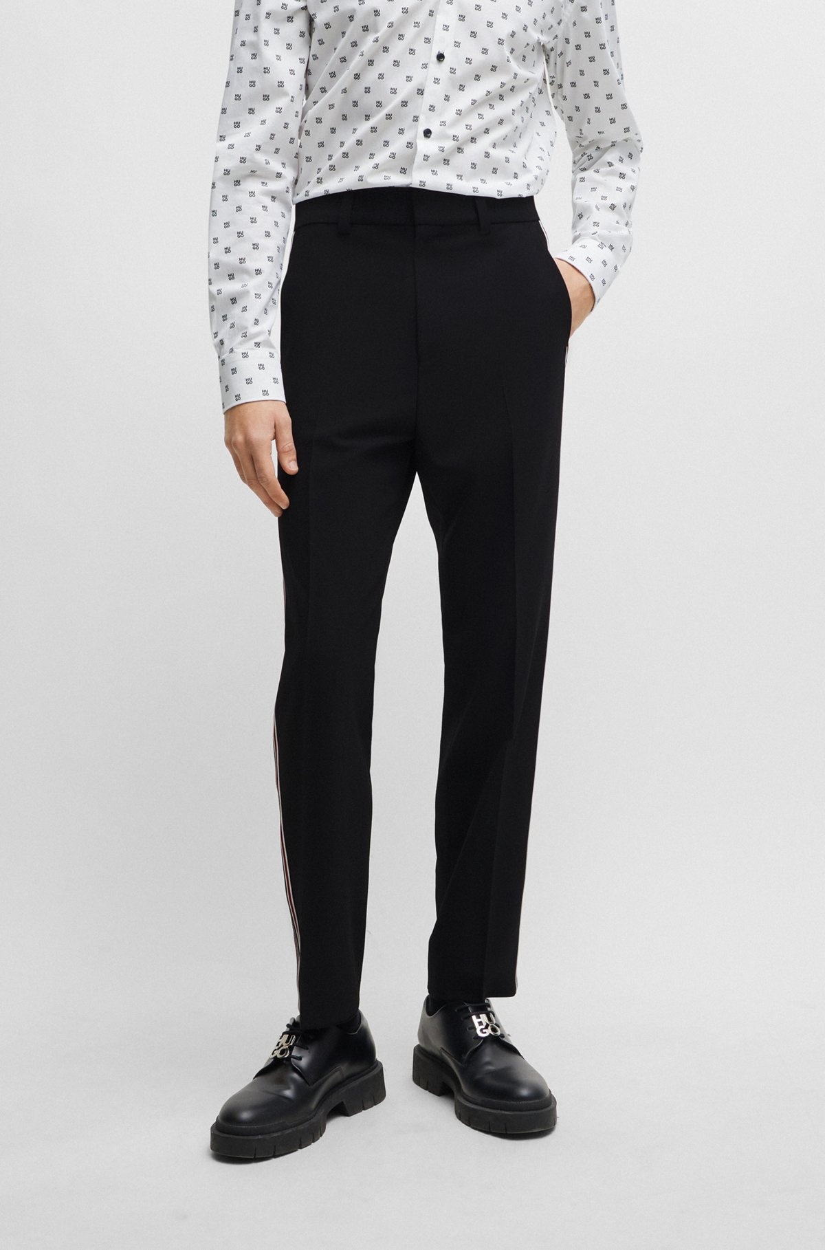 WOOL-BLEND SUIT WITH STRIPED-TAPE TRIMS - 7