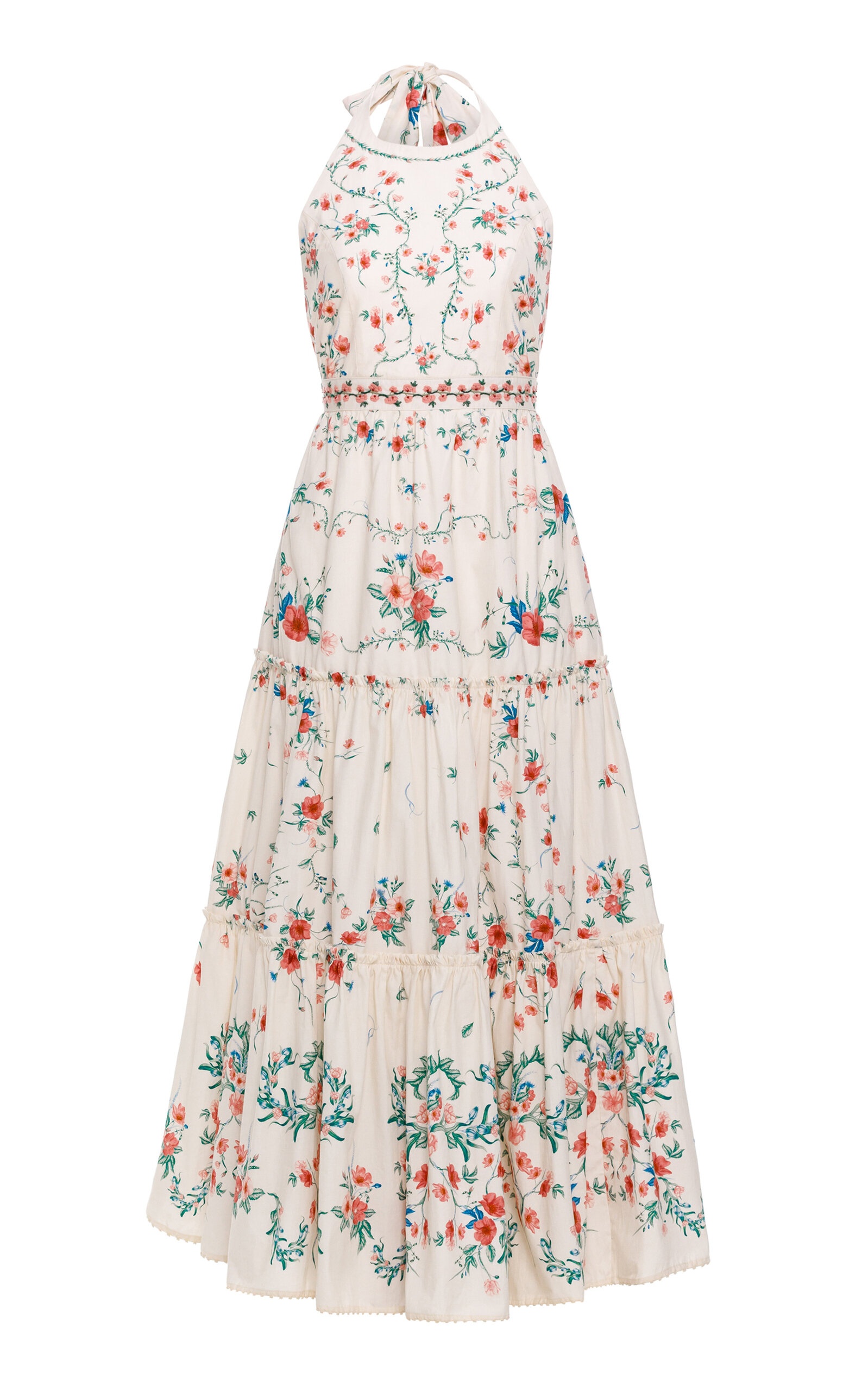 Consuelo Embroidered Cotton Midi Dress floral - 1