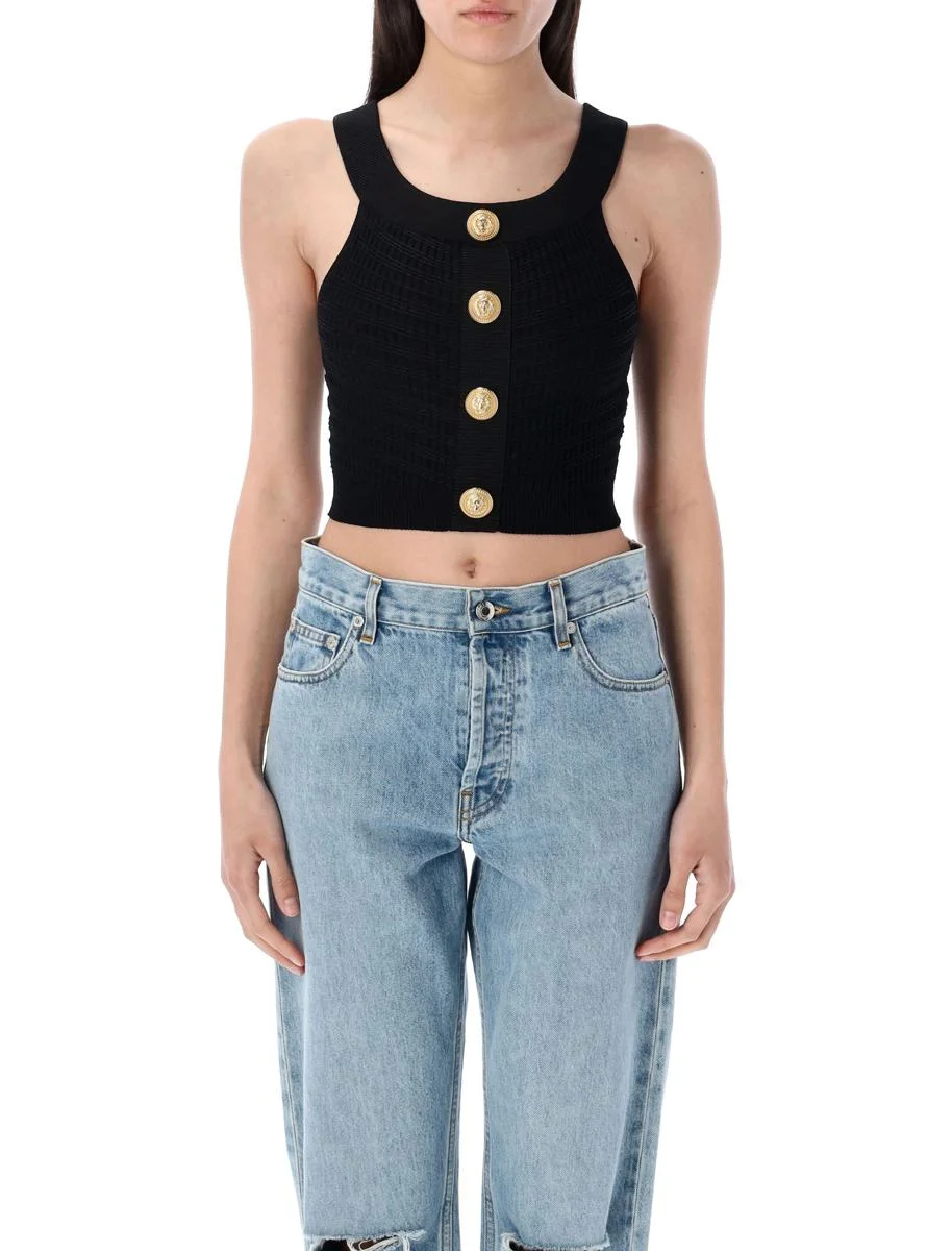 Balmain Buttoned Boatneack Top - 1