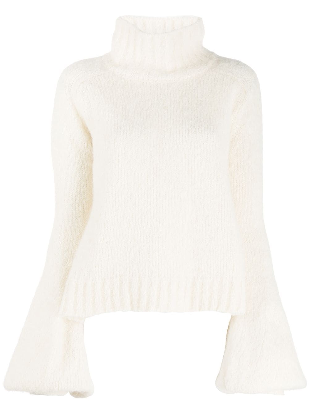 bishop-sleeve split-hem jumper - 1