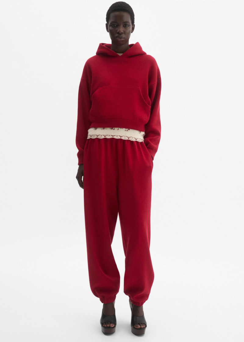 MAGDA BUTRYM Cashmere and cotton hoodie in red outlook