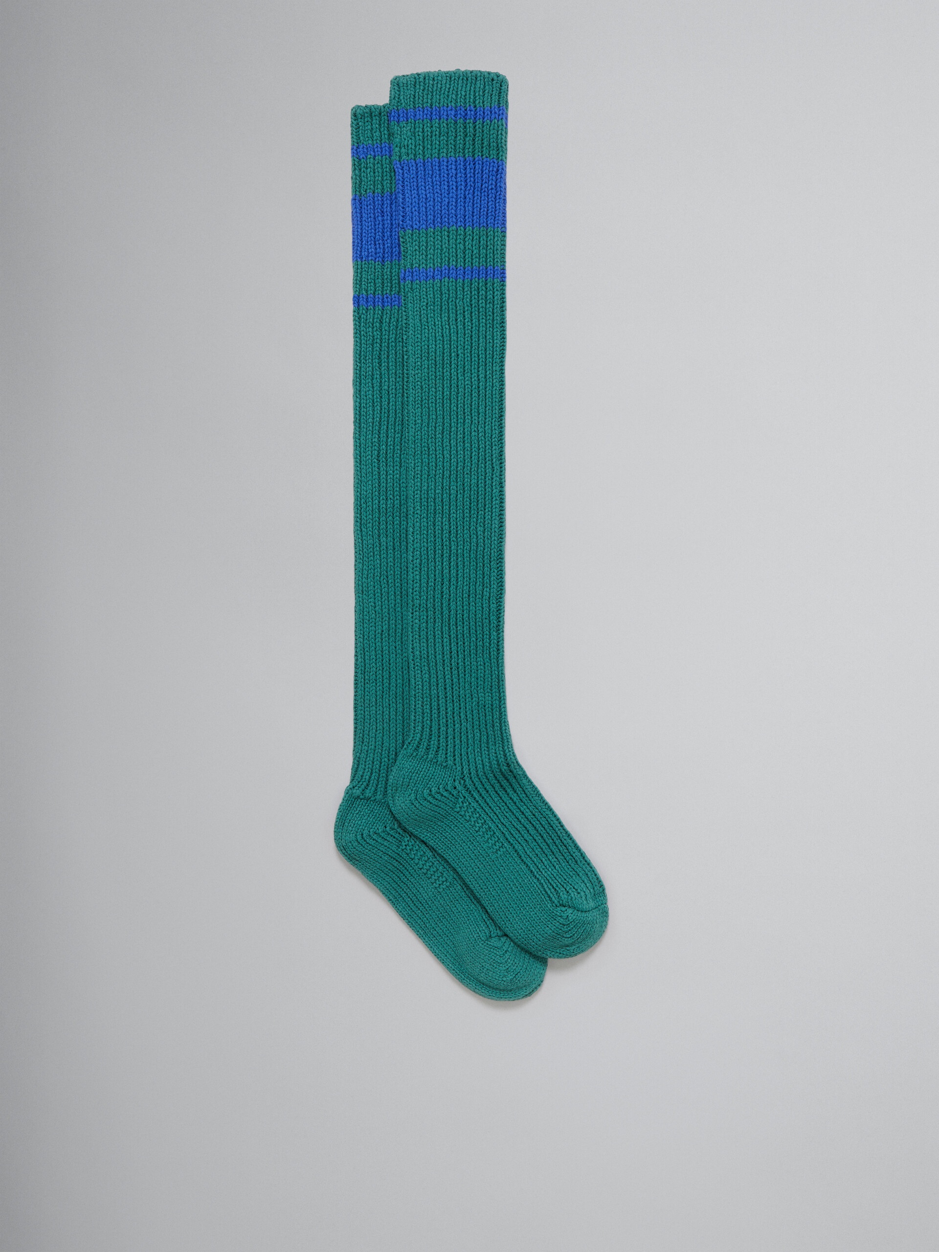 GREEN COTTON KNEE-LENGTH SOCKS - 1