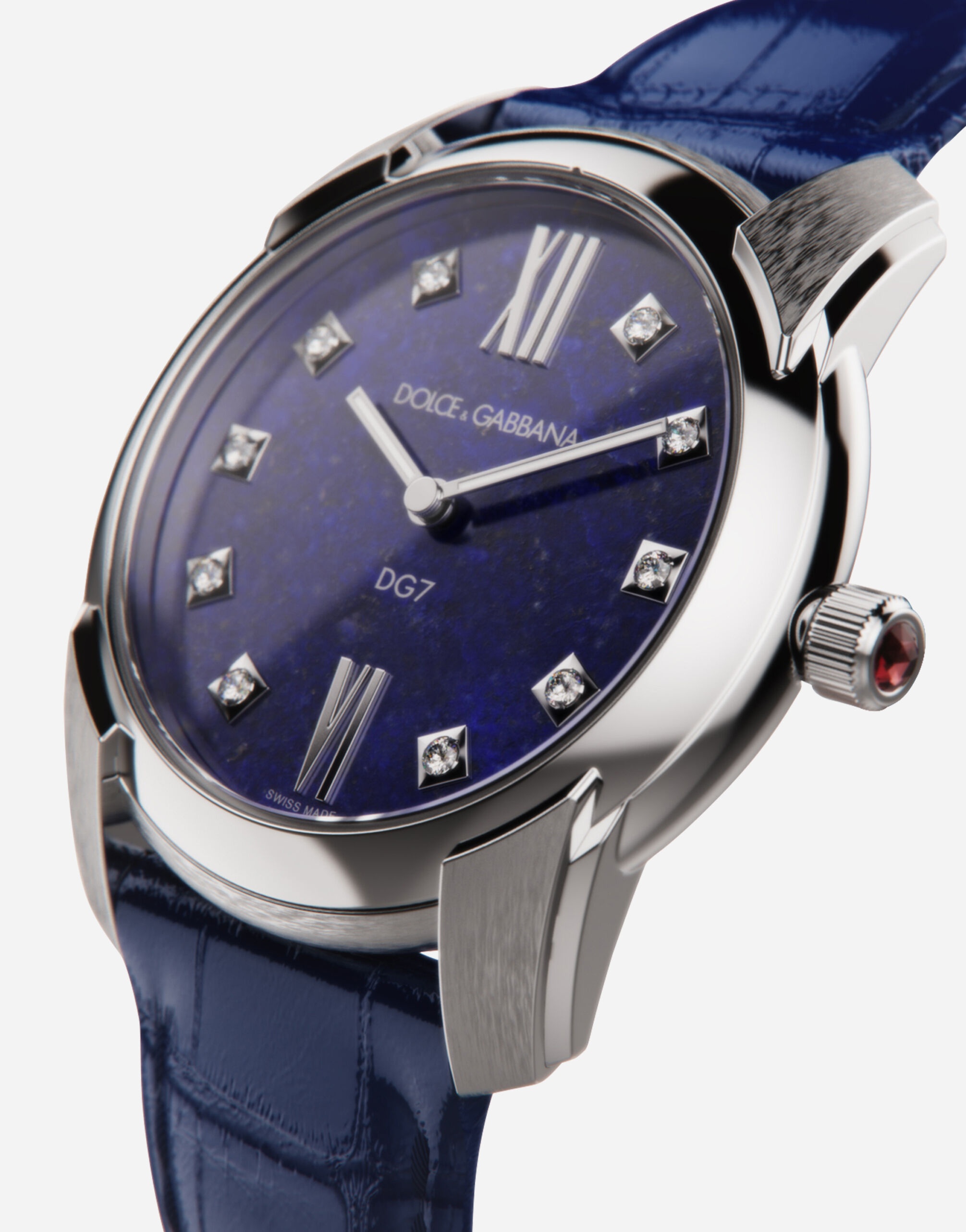 DG7 watch in steel with lapis lazuli and diamonds - 2