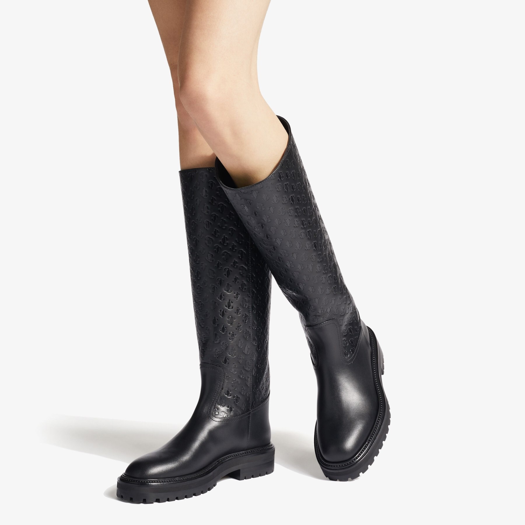 Yomi Flat
Black JC Monogram Leather Knee-High Boots - 2