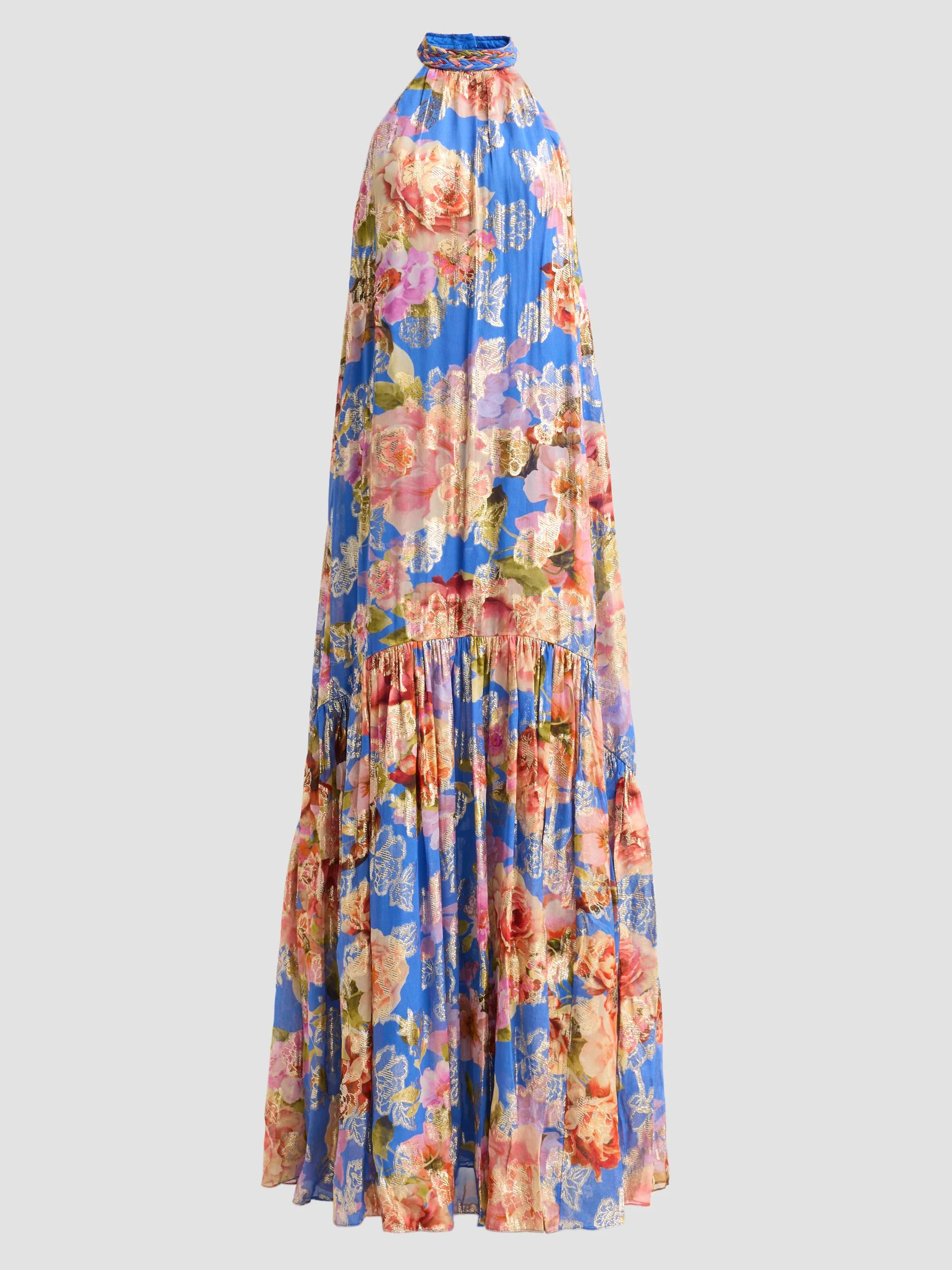 Women's Floral A-Line Maxi Dress - Blue - 1