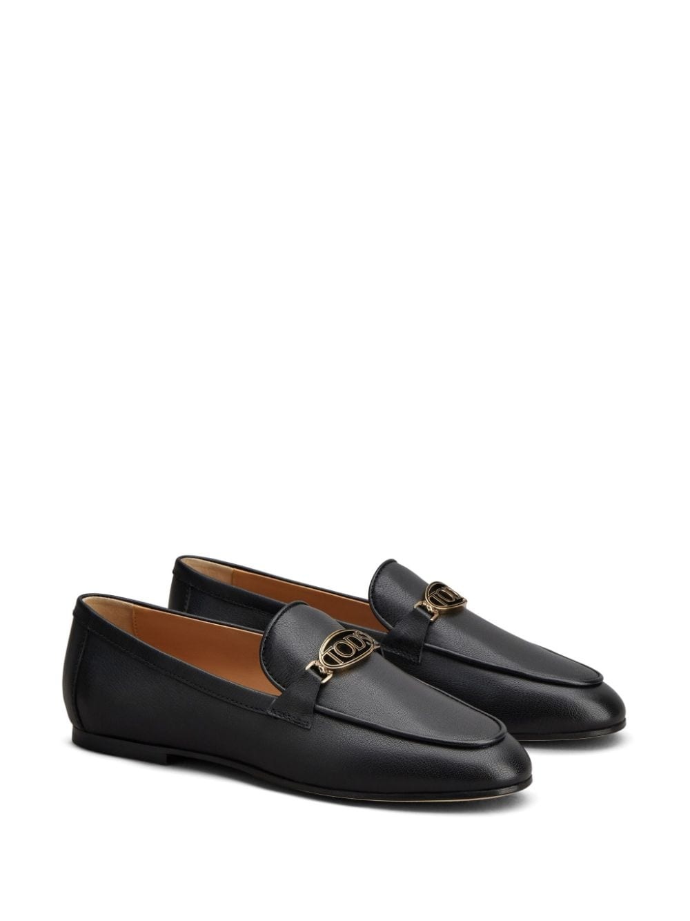 logo-plaque leather loafers - 2