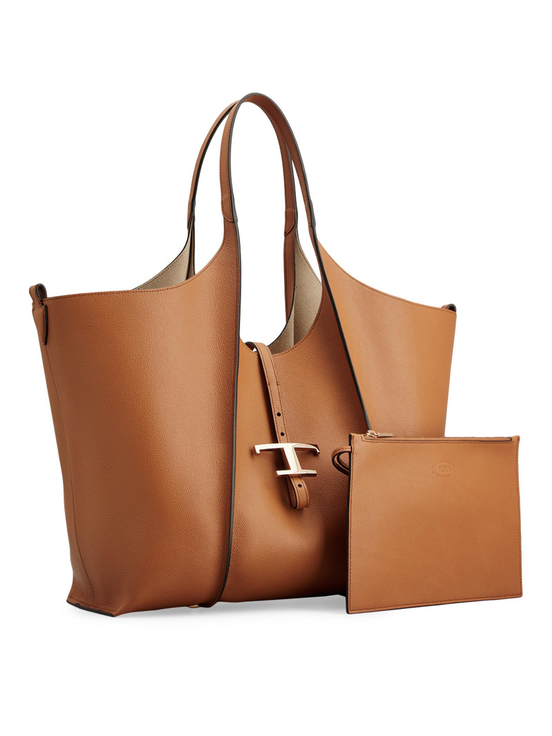 Women's Medium T Timeless Leather Shopper Tote Bag - Kenia Scuro 3