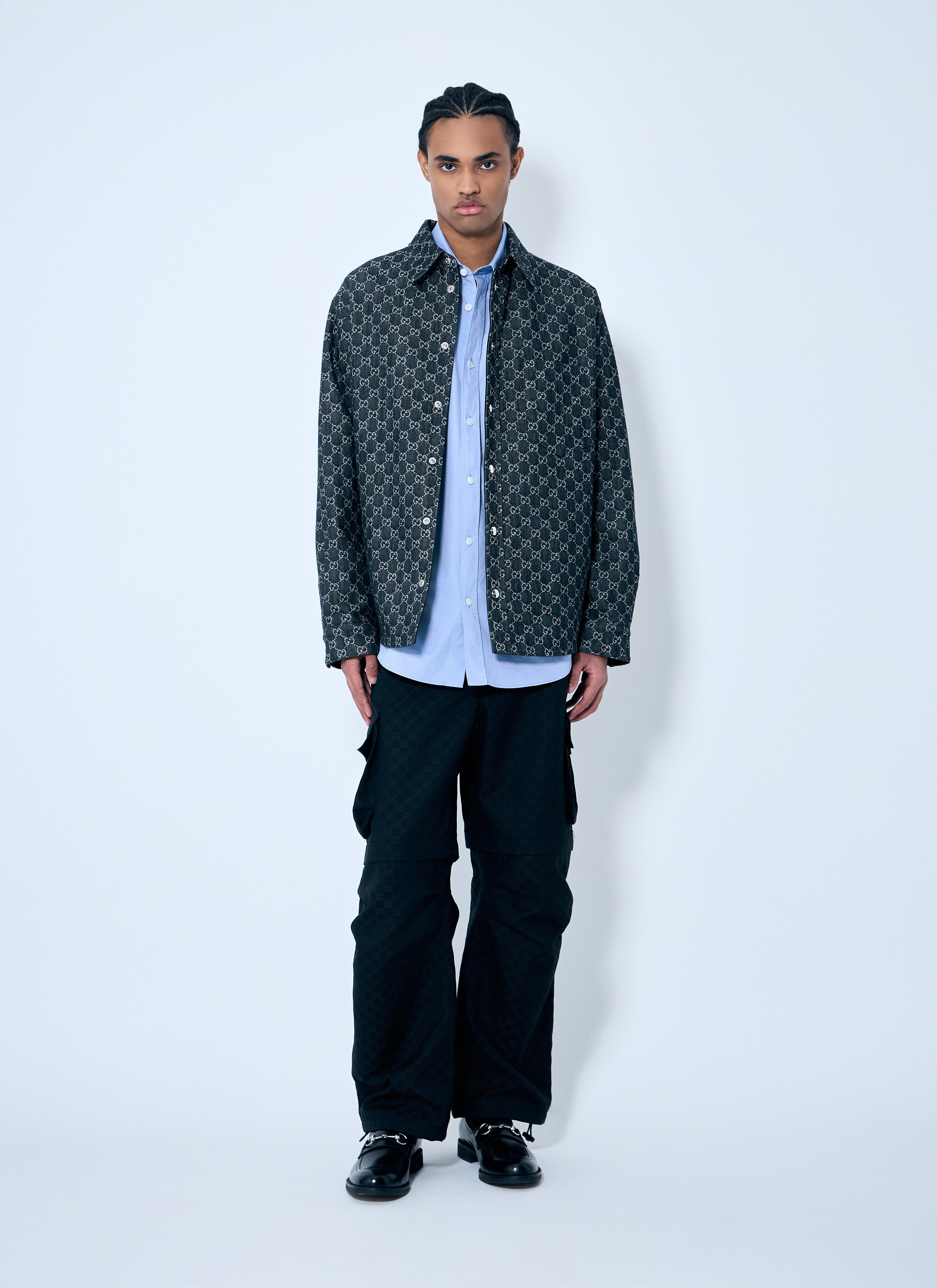 Gucci Men Denim Gg Shirt - 2
