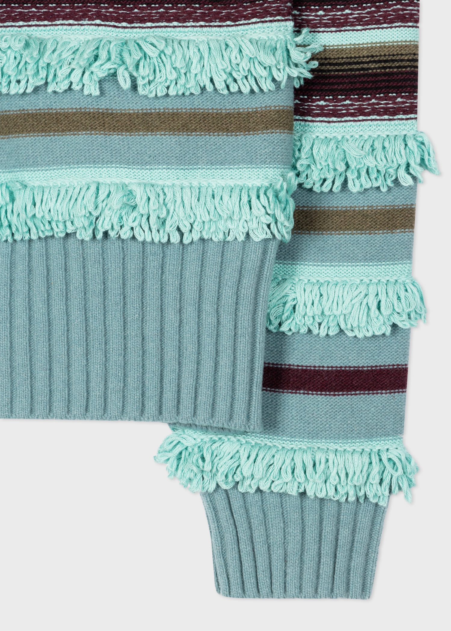 Stripe Fringe Trim Wool-Blend Sweater - 2