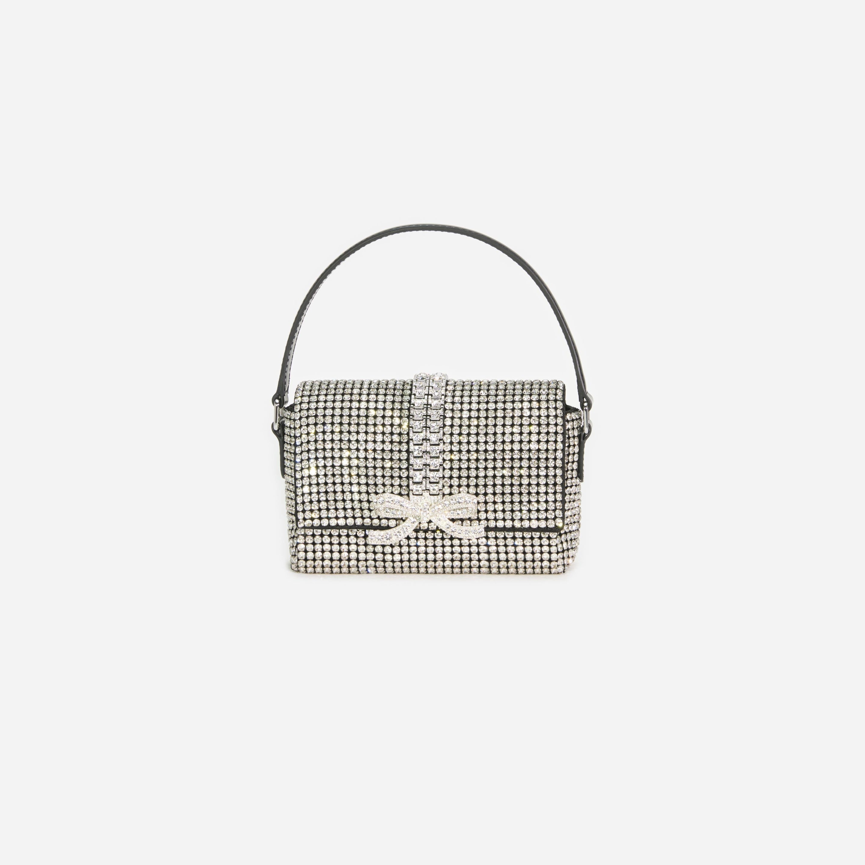 self-portrait Silver Rhinestone Chainmail Micro Bag | REVERSIBLE