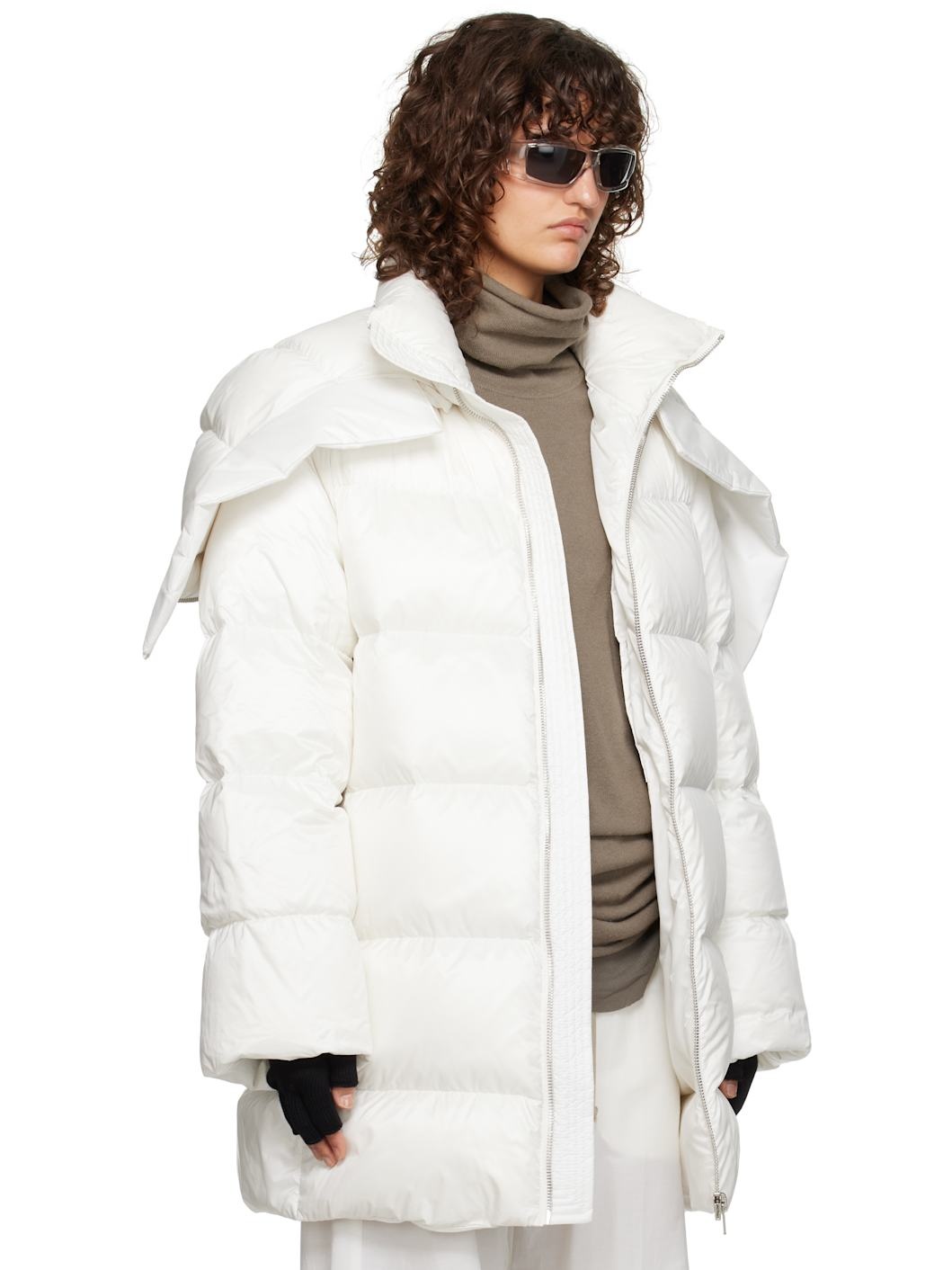 Moncler + Rick Owens Off-White Hooded Cyclopic Jacket - 2