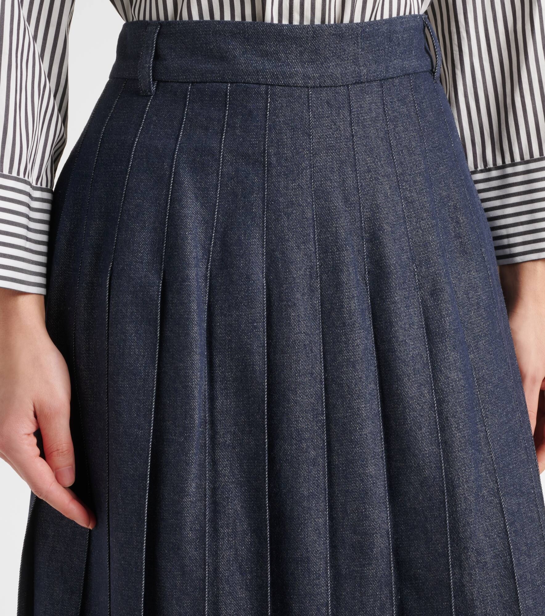 Vale pleated denim midi skirt - 4