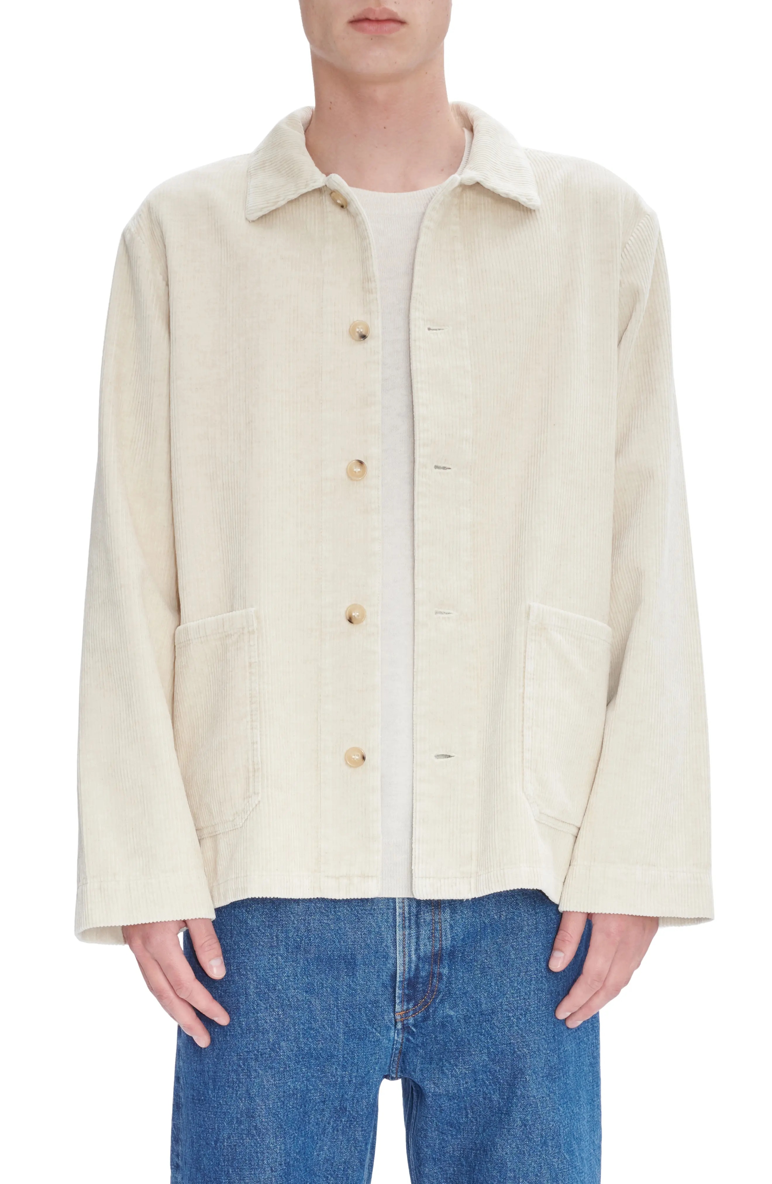A. P.C. Bobby Oversize Cotton & Linen Corduroy Button-Up Shirt Jacket - 1