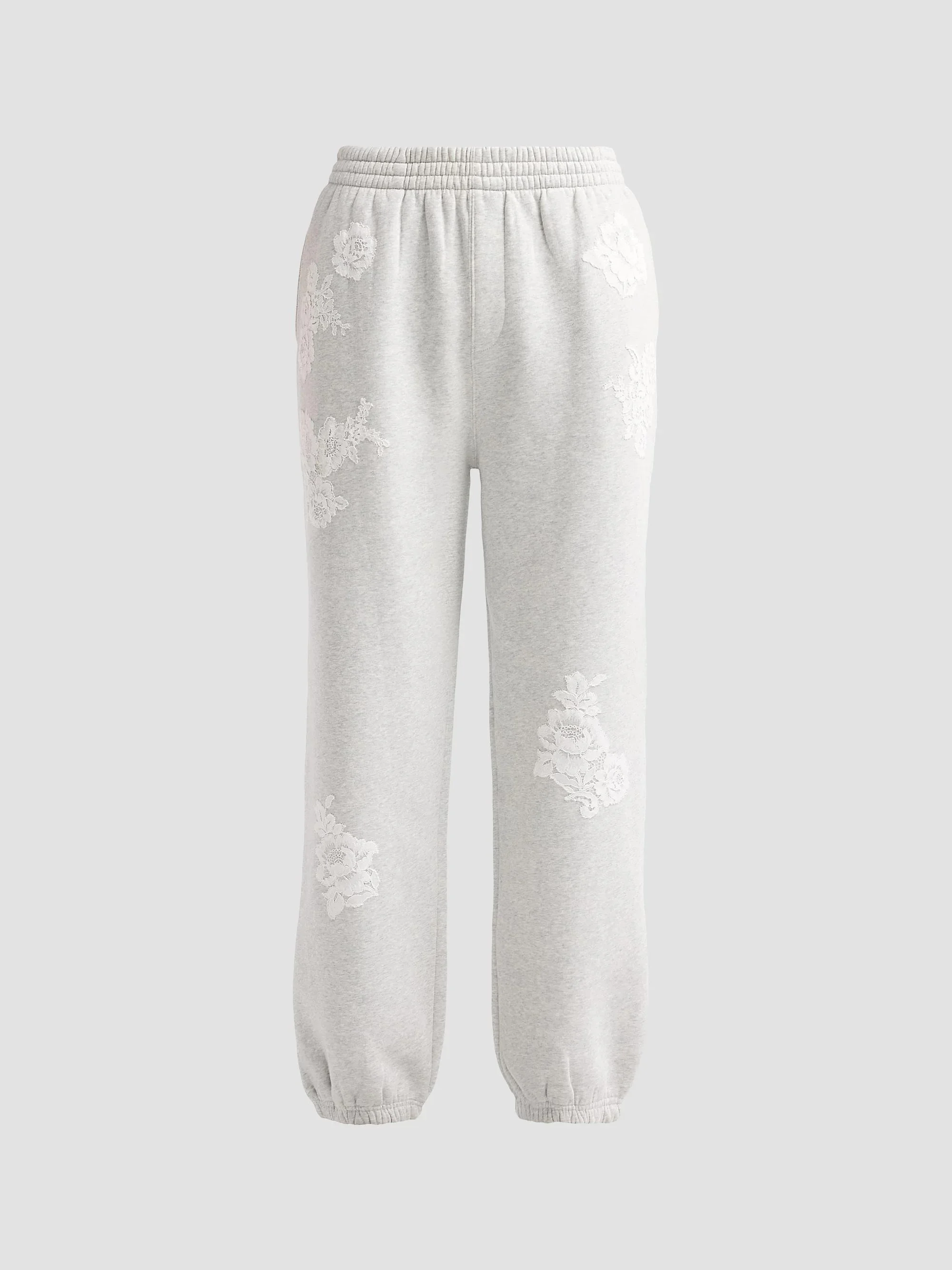 Women's Lilia Lace Appliqué Sweatpants - Silver Fog - 1