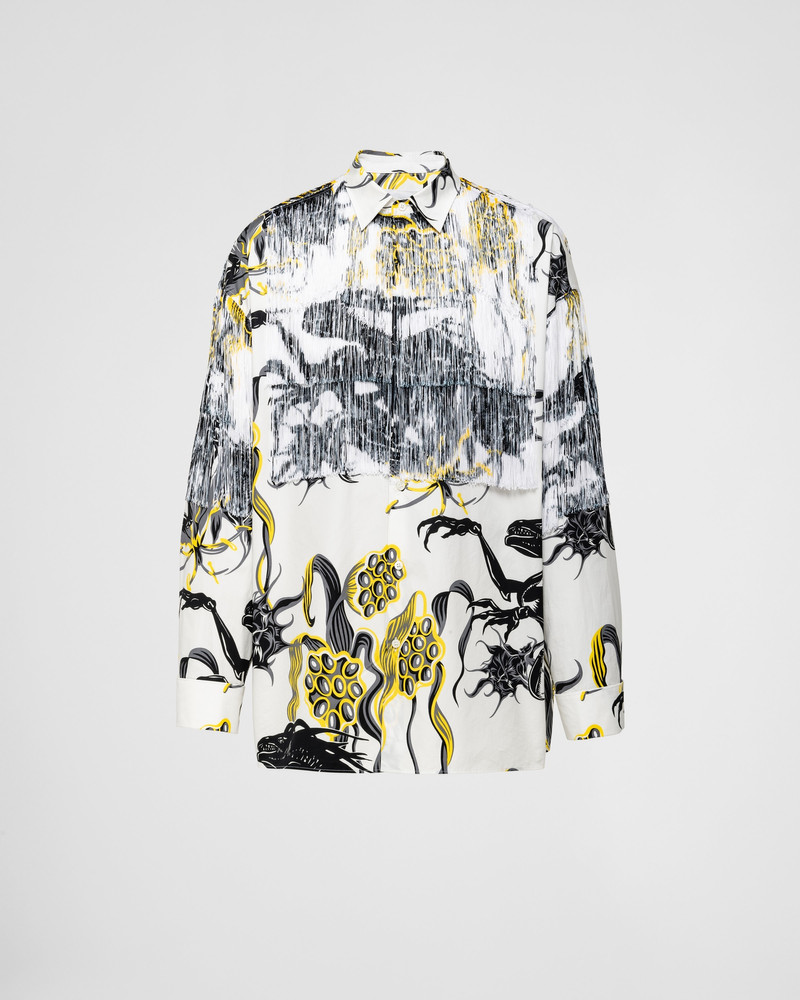 Prada Printed cotton shirt with fringe - UCN551_14K2_F0JND_S_OOO
