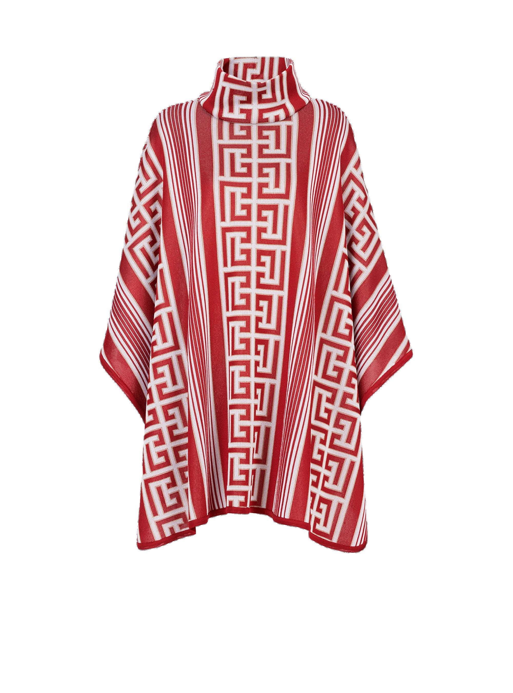 Knit eco-designed poncho with Balmain monogram - 1