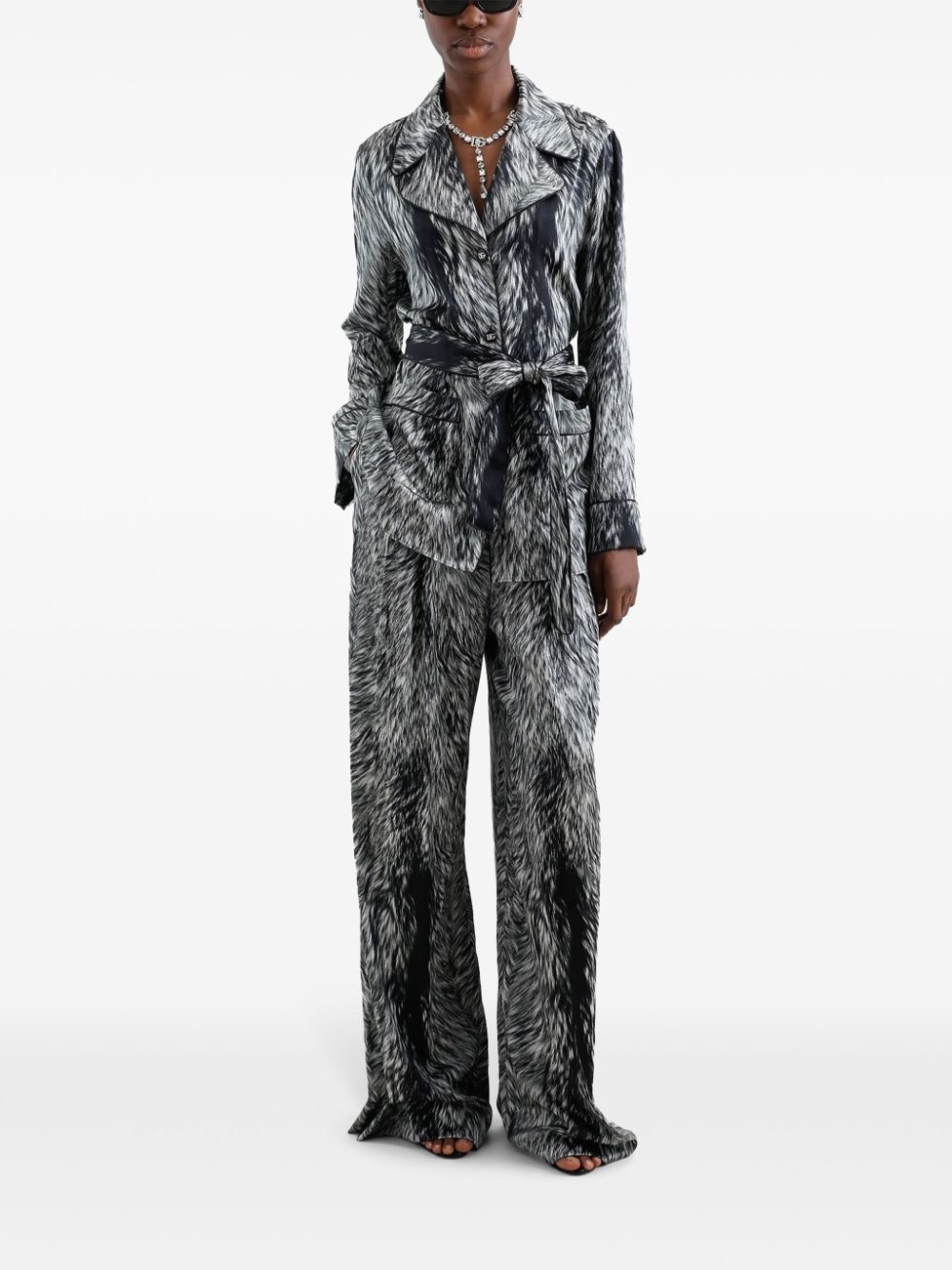 fur-print blouse - 2