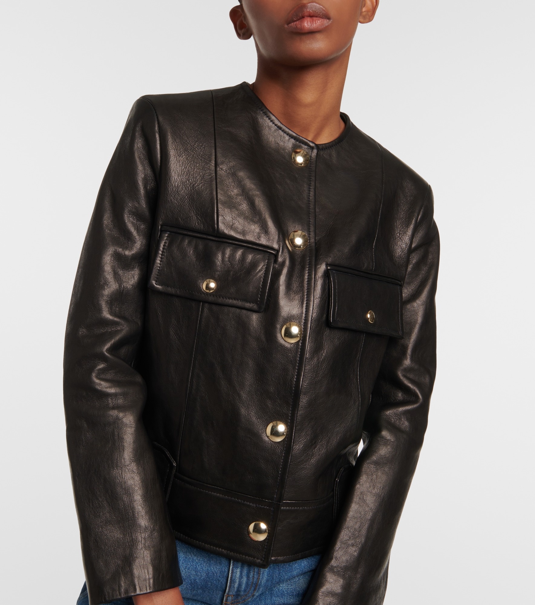 Laybin cropped leather jacket - 4