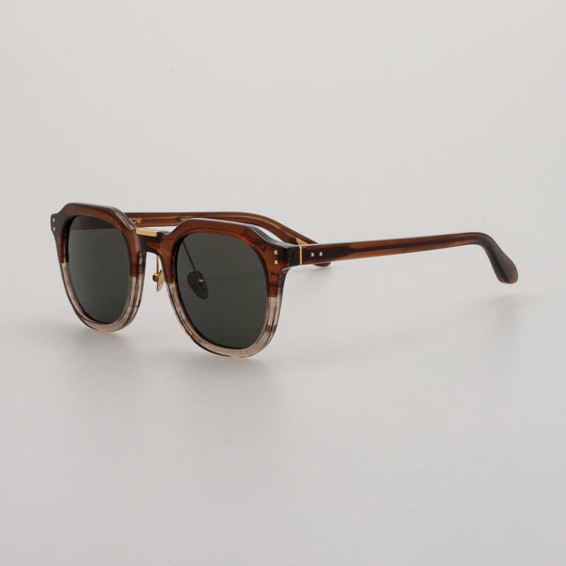 LINDA FARROW FLETCHER ANGULAR SUNGLASSES IN CARAMEL HORN outlook