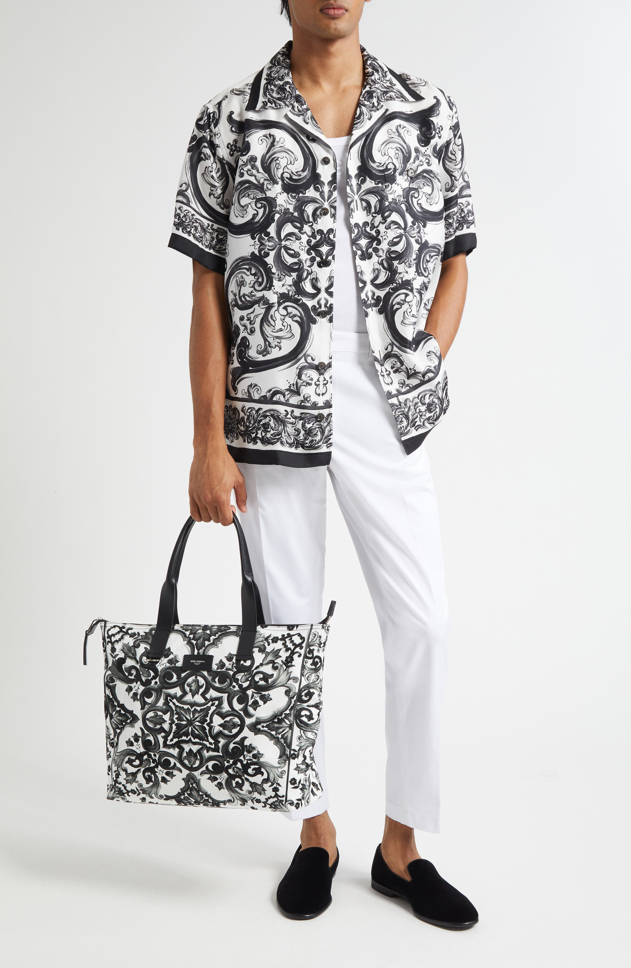 Dolce&Gabbana Cotton Stretch Gabardine Trousers in W0111 Bianco at Nordstrom - 2