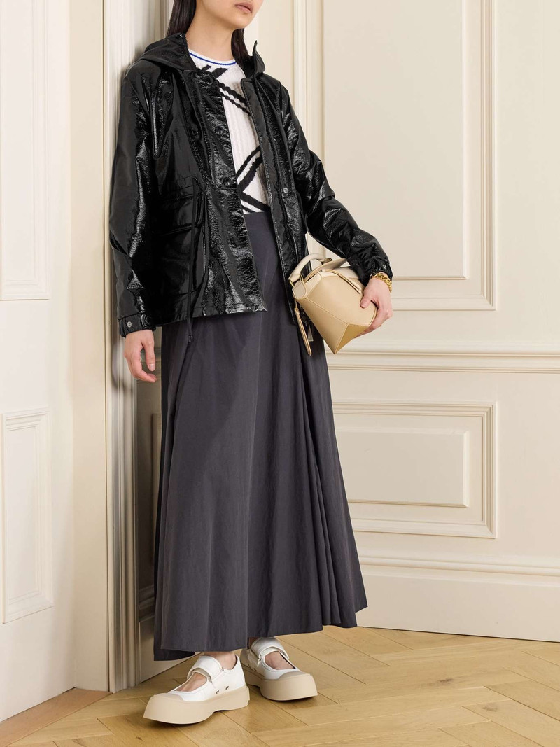 Moncler Agnou faux patent-leather parka outlook