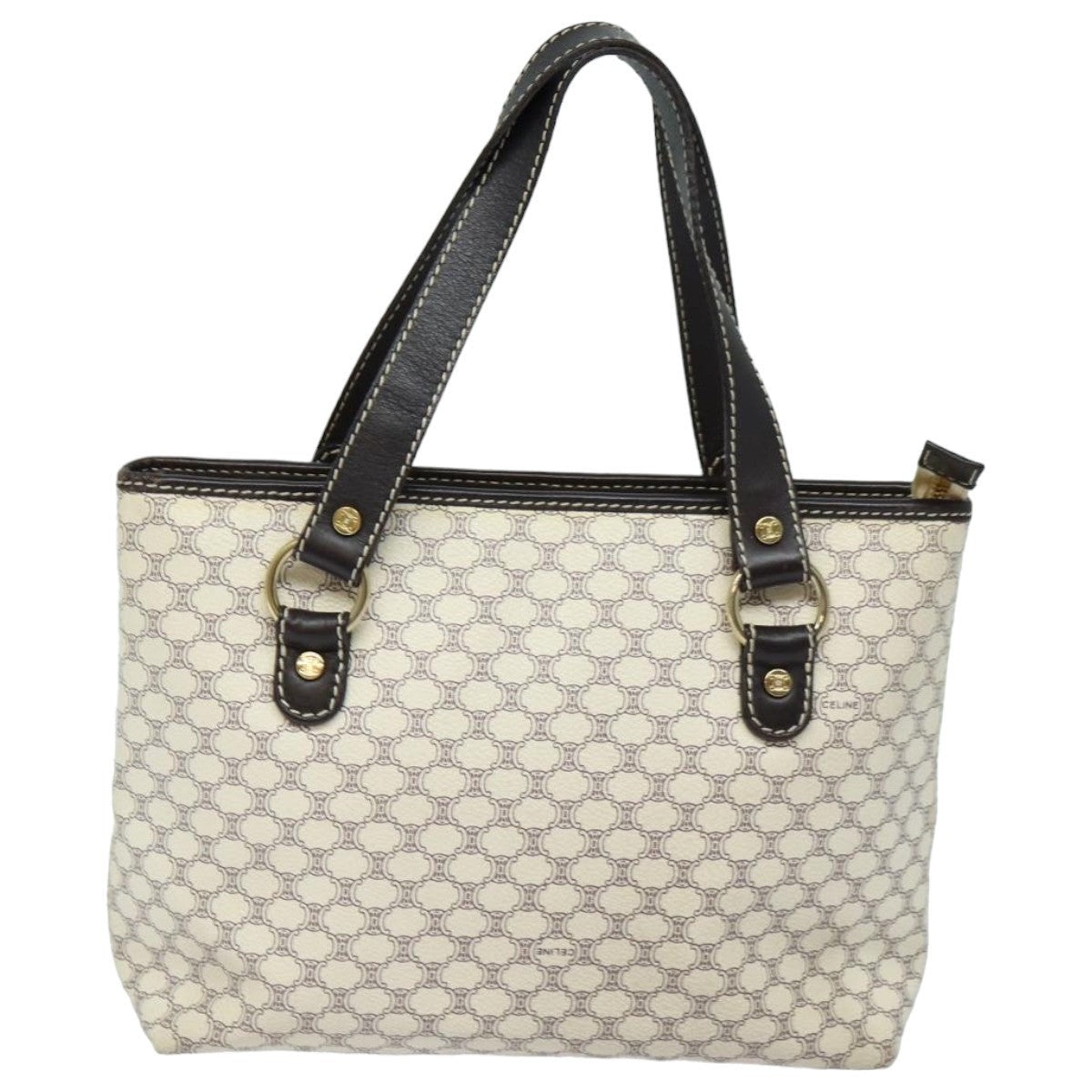 CELINE Macadam Canvas Hand Bag Pvc White - 13