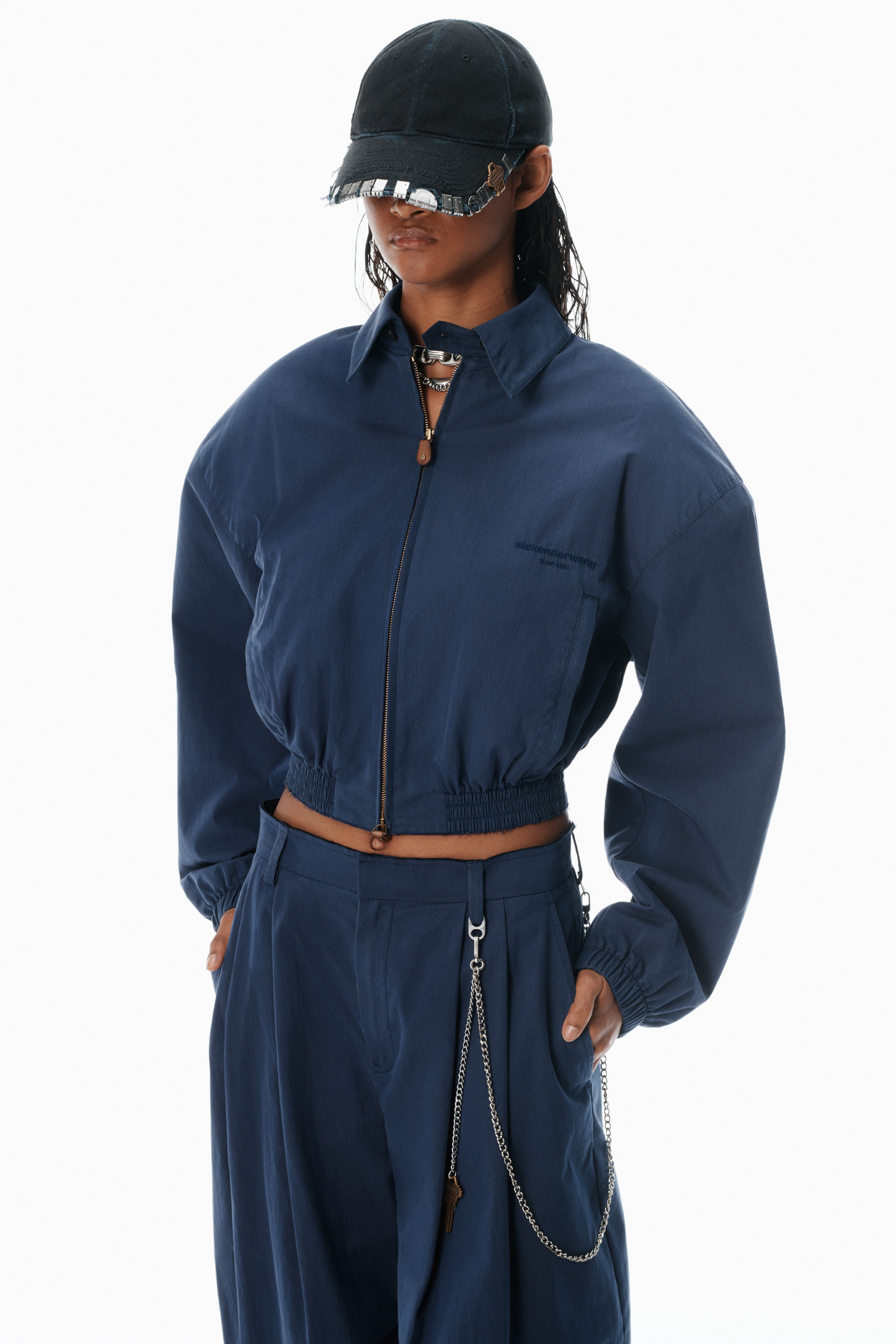 Blue Cotton-Blend Harrington Jacket - 3
