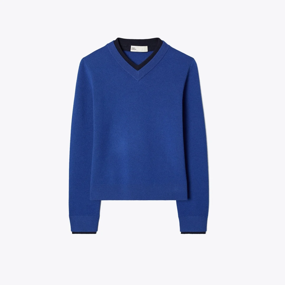 Wool Double Collar V-Neck Sweater - 1