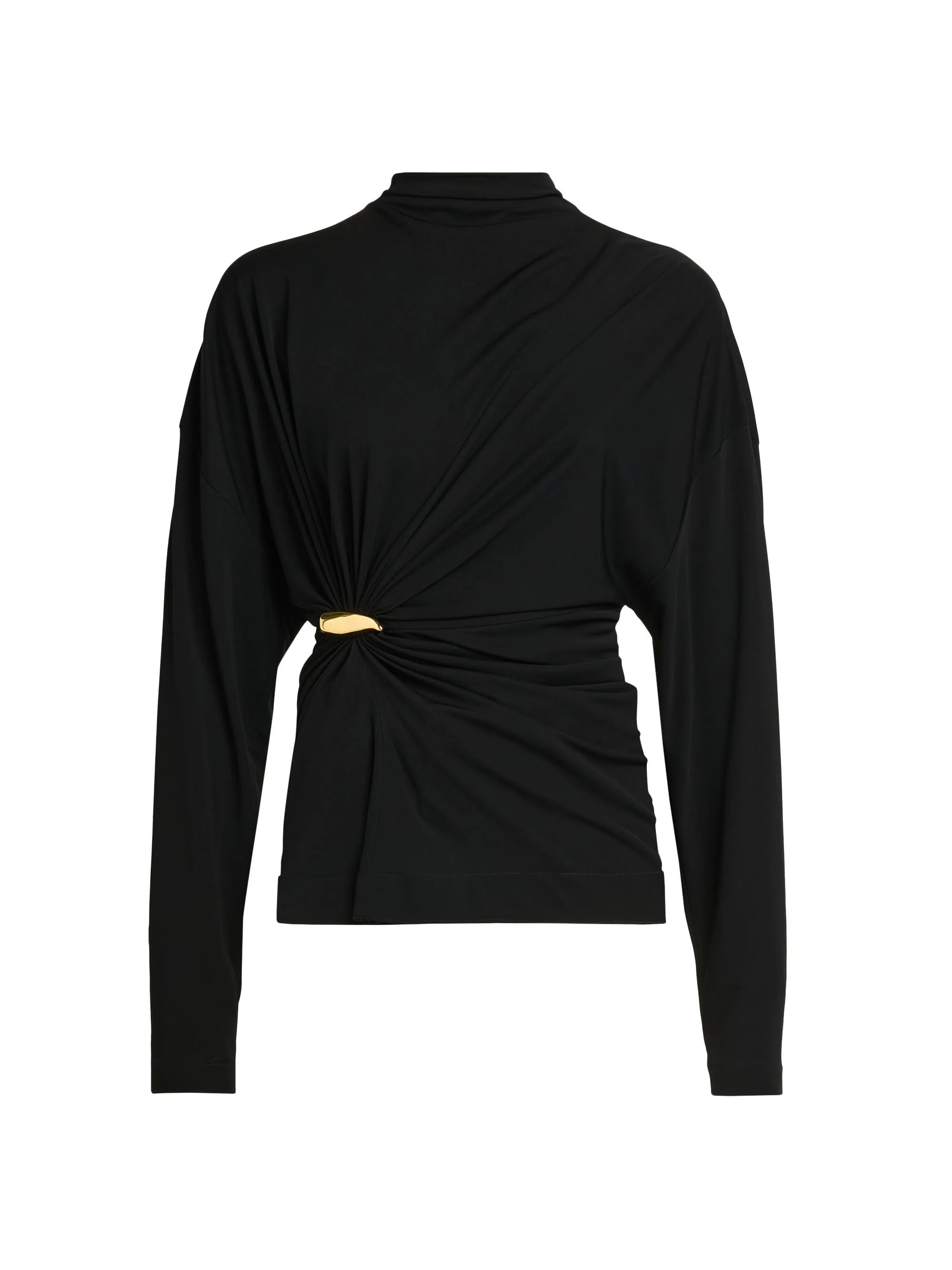 Women's Prima Brooch Mock-Wrap Top - Black - 1