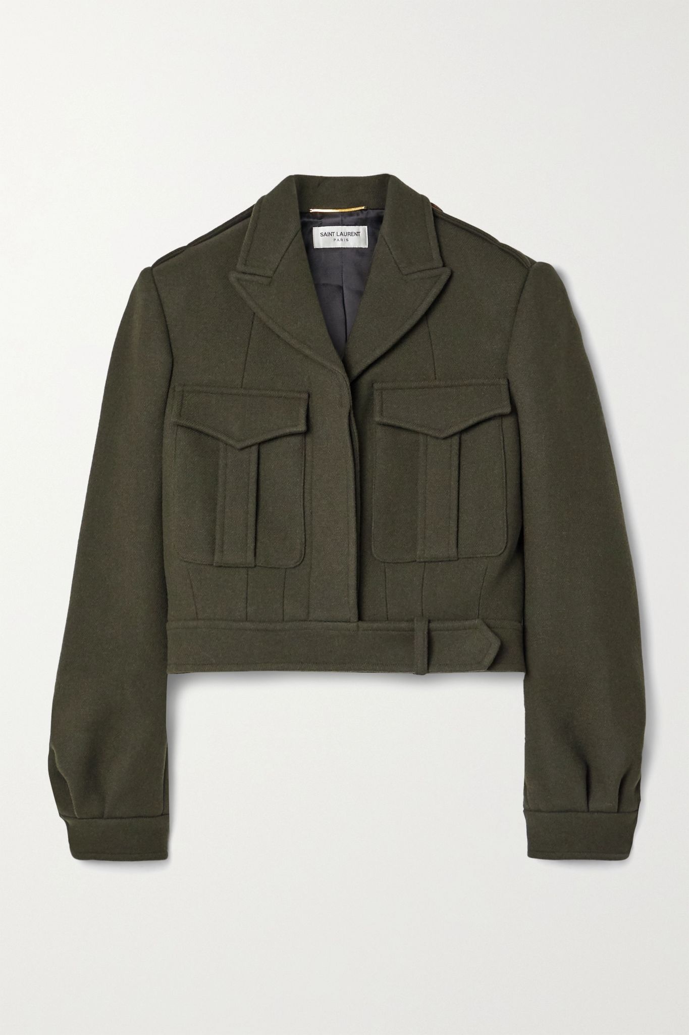 Cropped wool-gabardine jacket - 1