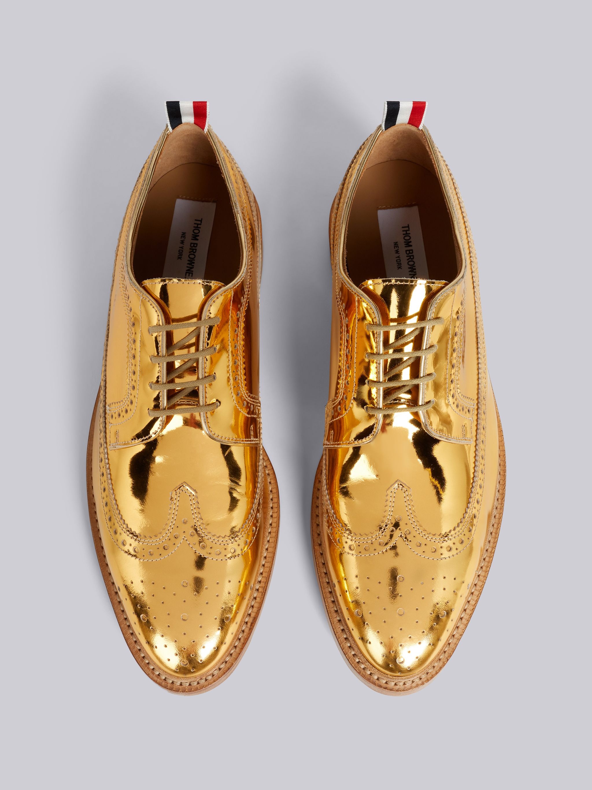 Gold Mirror Polished Calf Leather Longwing Brogue - 4