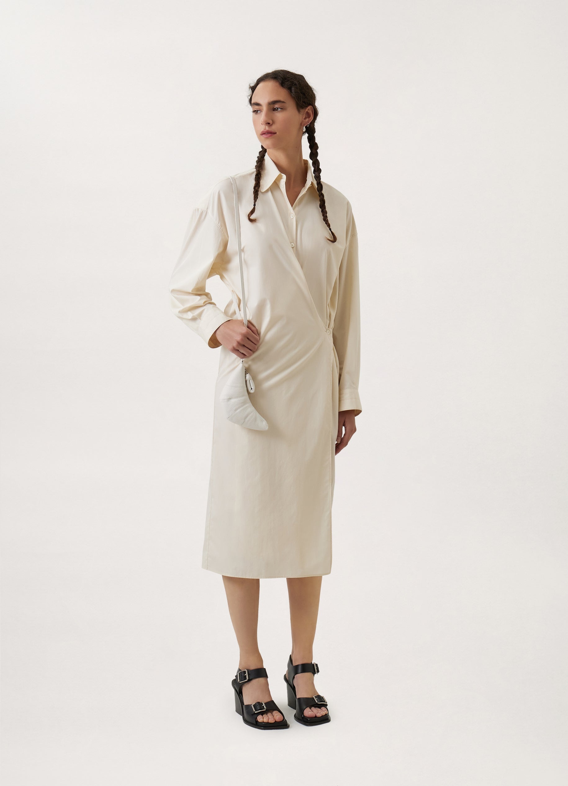 STRAIGHT COLLAR TWISTED DRESS
COTTON POPLIN - 5