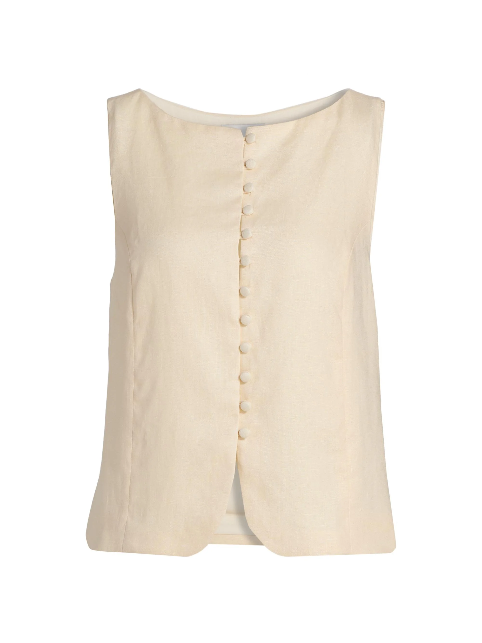 Women's Addison Linen Vest Top - Sugar - 1