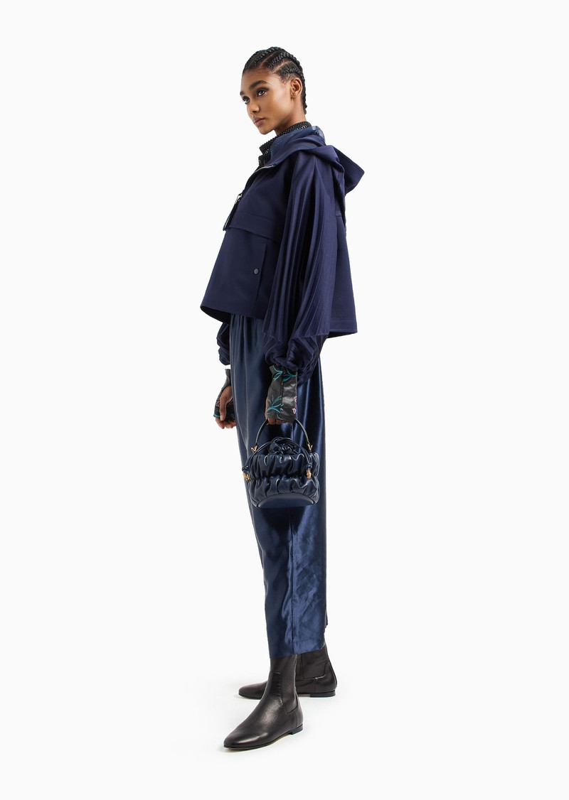GIORGIO ARMANI Technical gabardine sweatshirt with pleated sleeves outlook