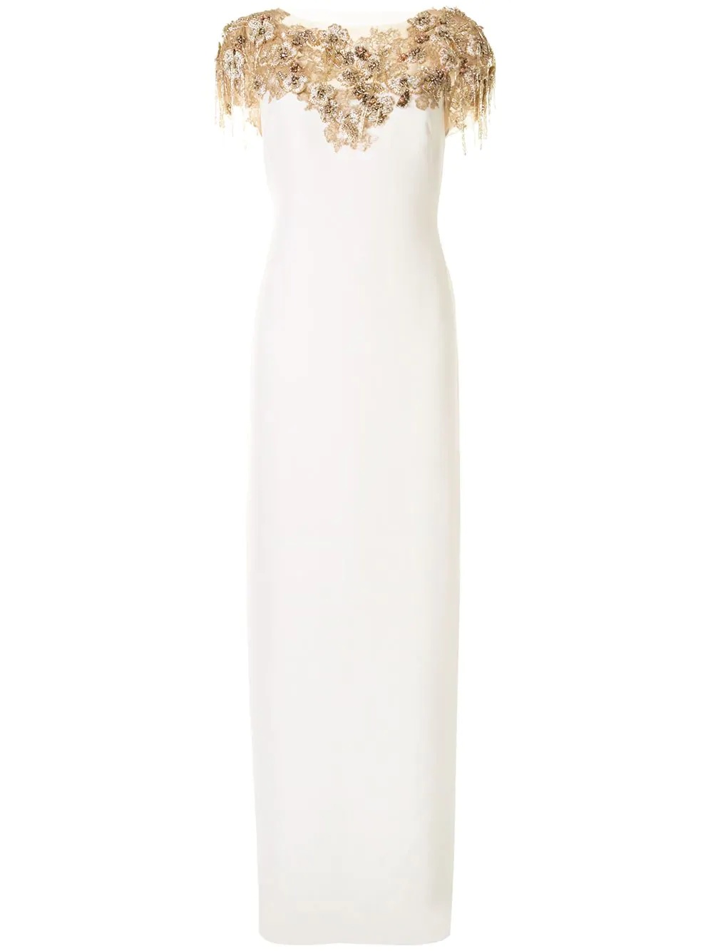 illusion neck-panel gown - 1