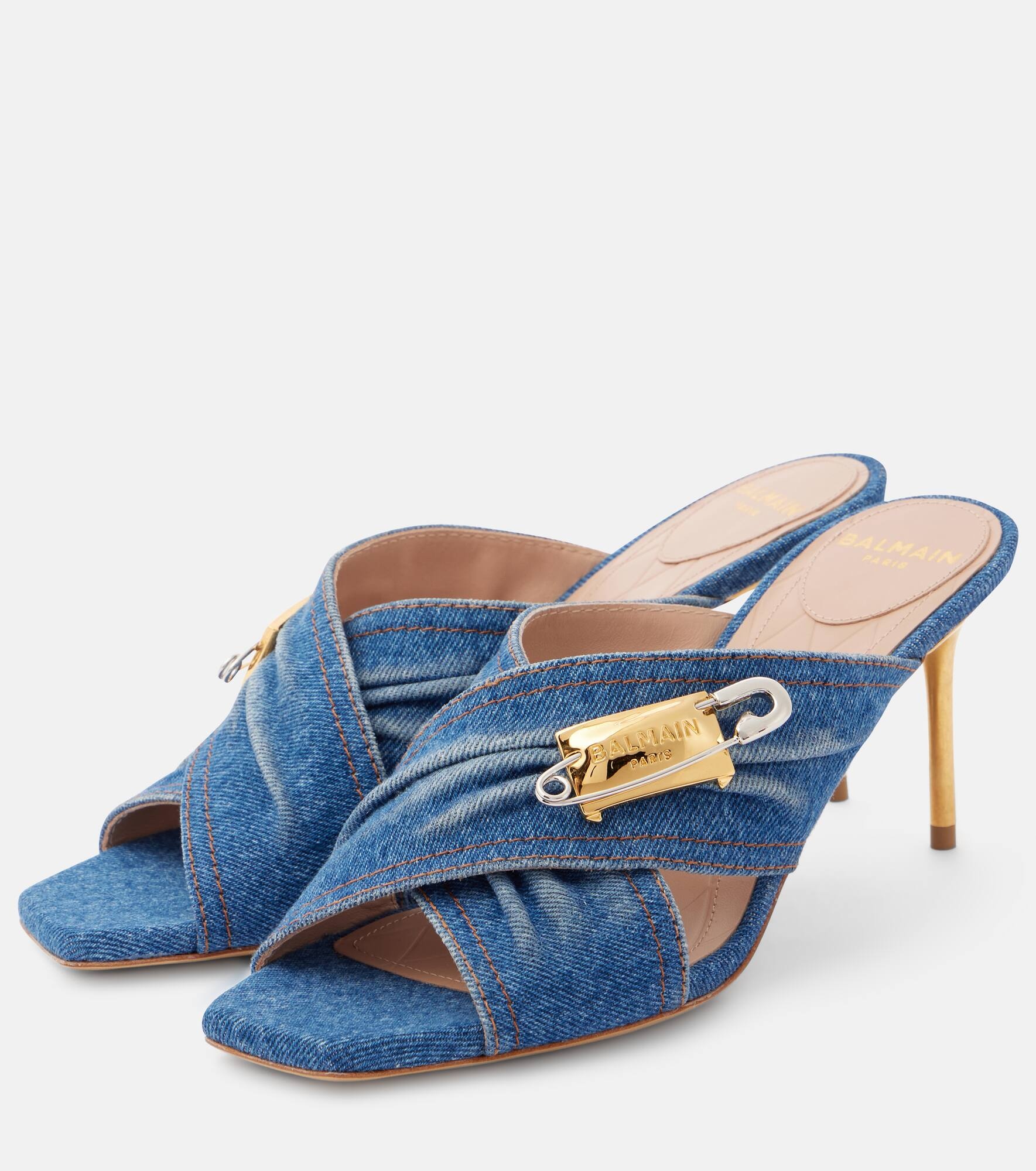 75 embellished denim mules - 3