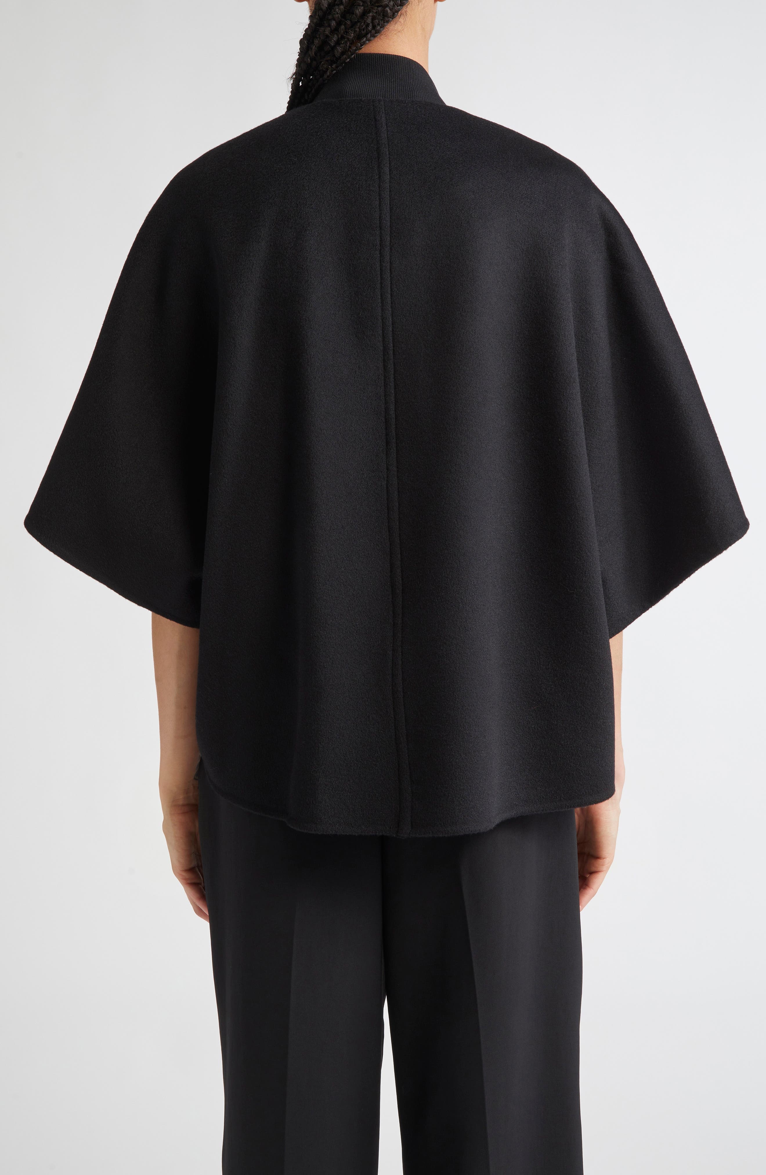 Max Mara Leticia Double Face Cashmere Cape in Nero at Nordstrom - 2