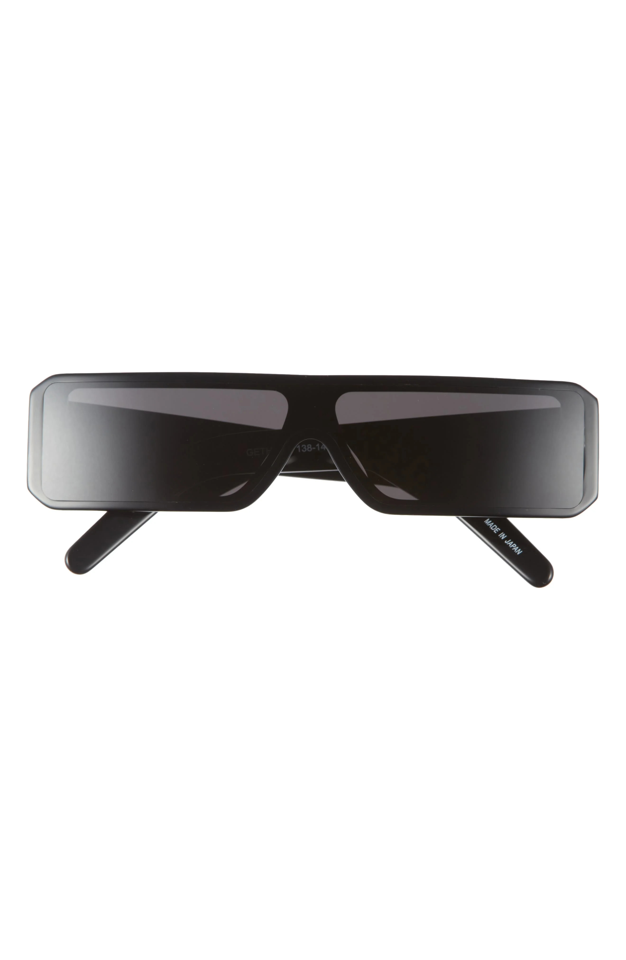 Rick Owens Gethshades Rectangular Shield Sunglasses in Black Temple/black Lens at Nordstrom - 1