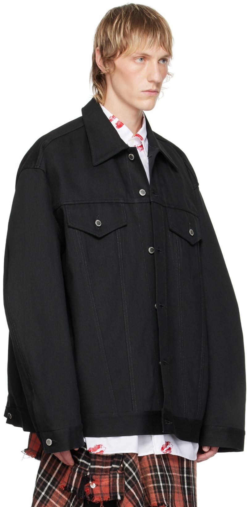 TAKAHIROMIYASHITA TheSoloist. Black Back Gusset Denim Jacket outlook