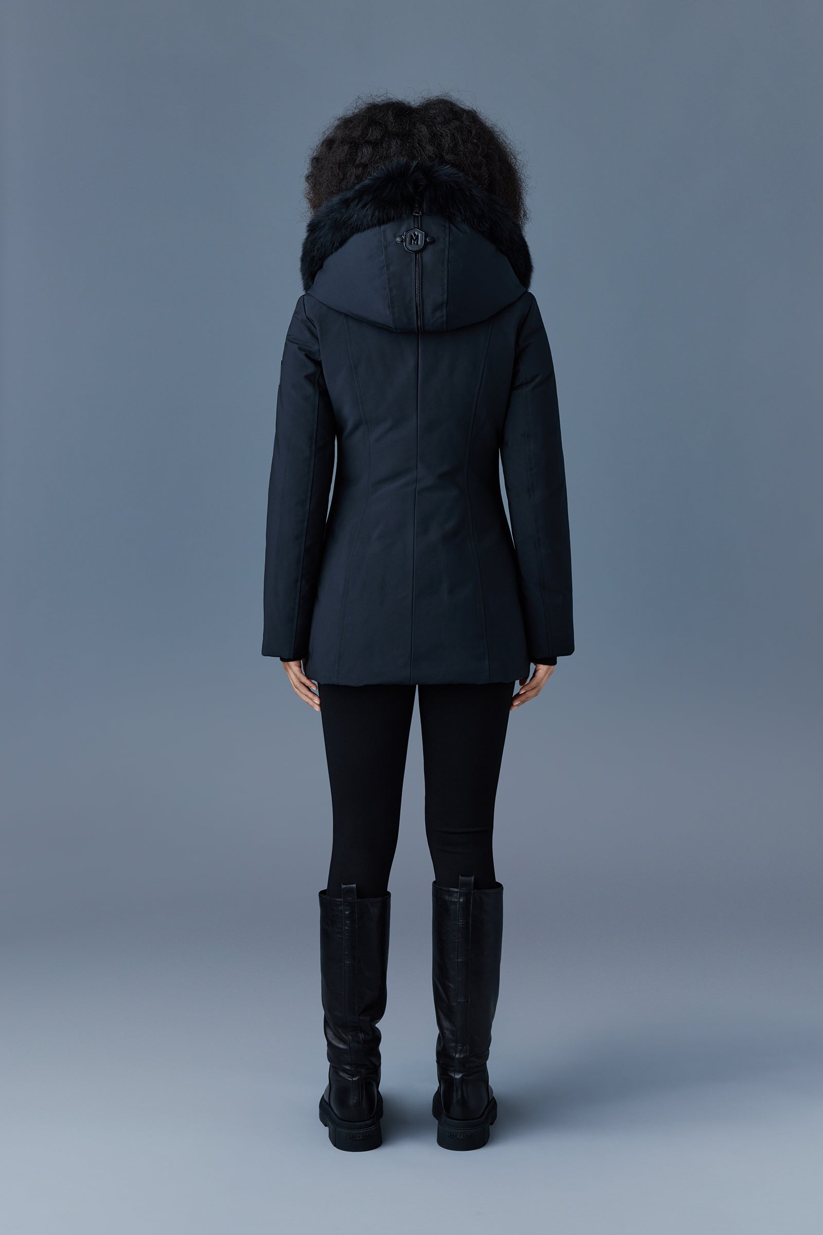 AKIVA down coat with blue fox fur trimmed hood - 4