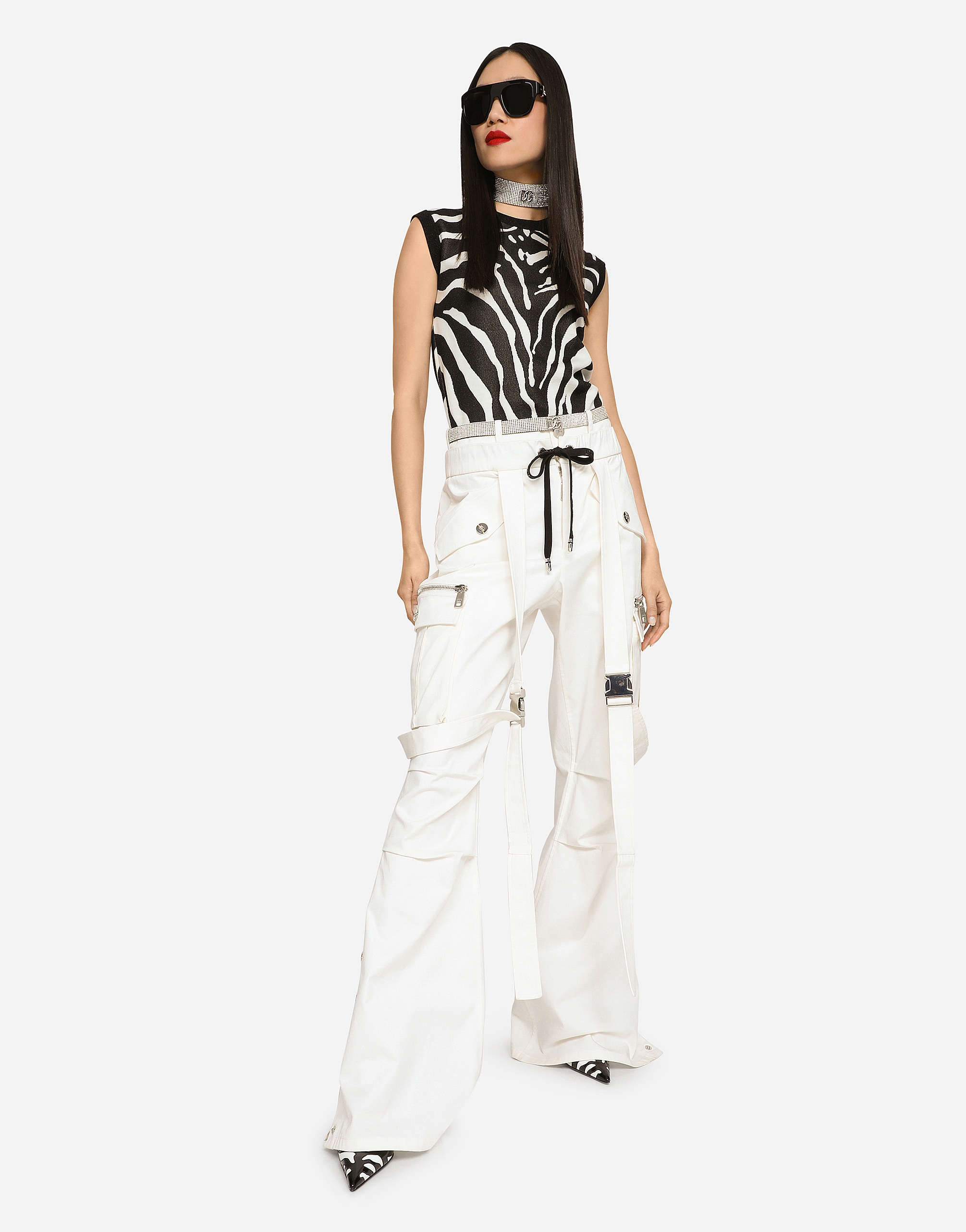 Sleeveless viscose jacquard sweater with zebra design - 5