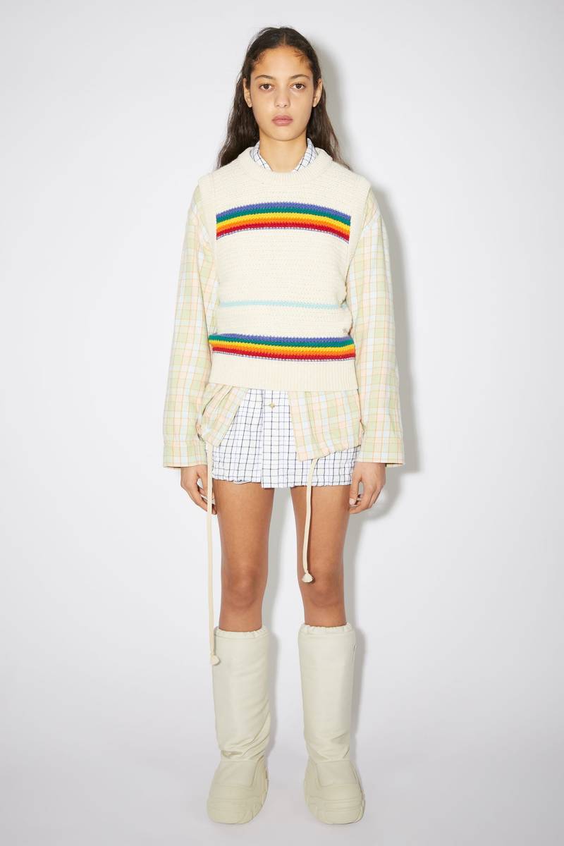 Acne Studios Rainbow crochet wool vest - Cold purple/oatmeal melange outlook