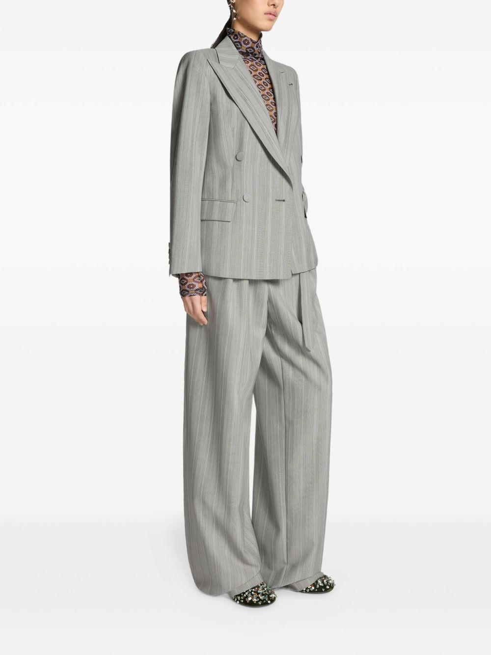 pinstripe double-breasted blazer - 3