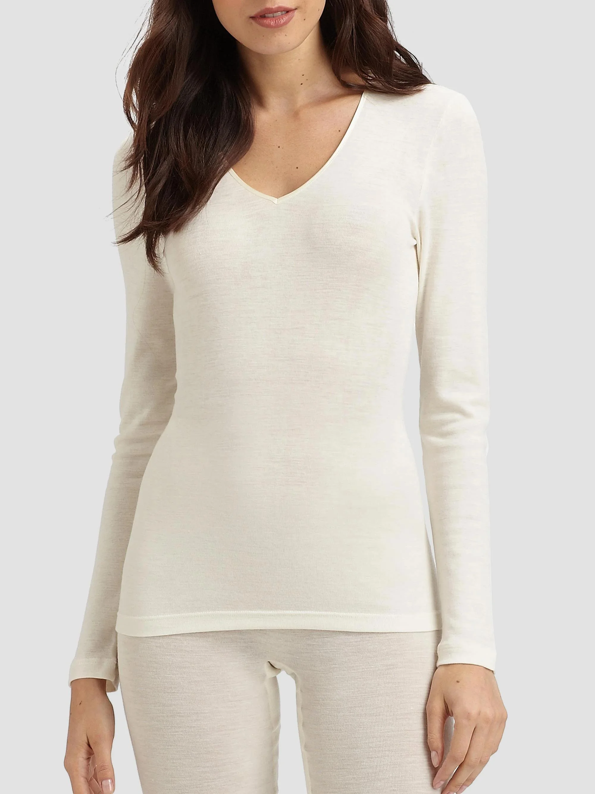 Women's Woolen Silk Long-Sleeve Shirt - White - 1